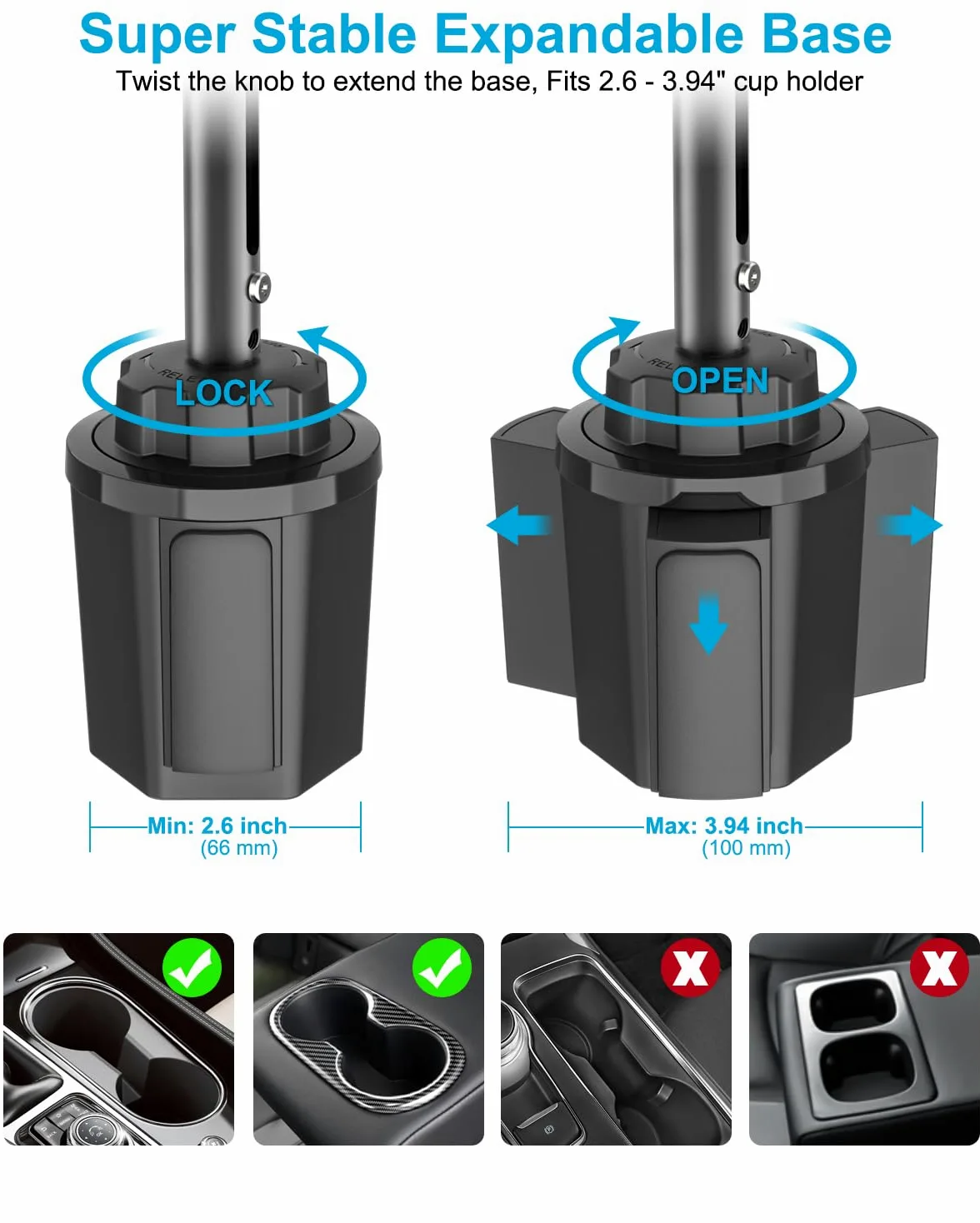 Supporto Tablet Auto Portabicchieri per 6,1 a 15,6 pollici iPad, [Braccio Telescopico in Metallo] Supporto Tablet & Telefono Bicchiere Camion per iPad Pro 13 12,9 11 Air Mini, Galaxy, iPhone