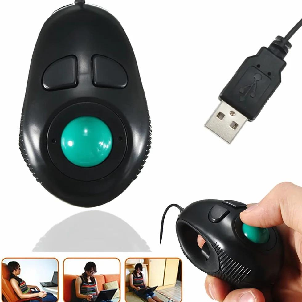 Generico Nuovi mouse con impugnatura a dito, 4DB Mini mouse con trackball Mouse cablati con controllo del pollice portatile Per computer PC Adatto a utenti mancini e destrorsi