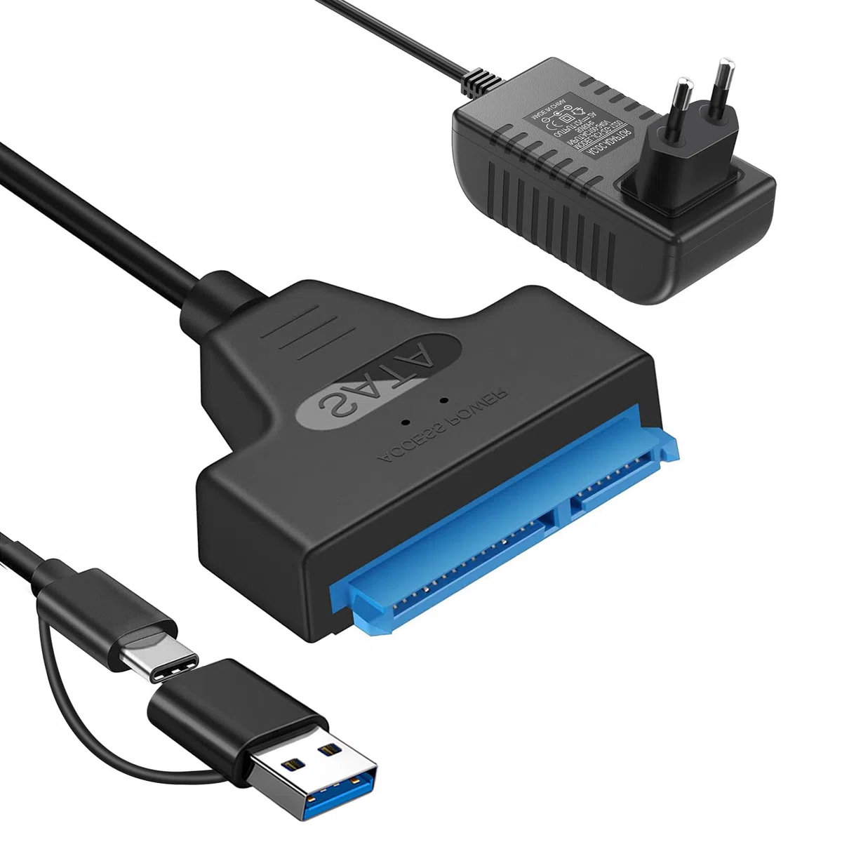 Cavo dati da SATA to USB Adattatore da USB 3.0 a disco rigido sata,Compatibile con dischi rigidi esterni e interni Adattatori SSD/HDD da 2,5 3,5 pollici Supporto per sistemi operativi Windows, Mac