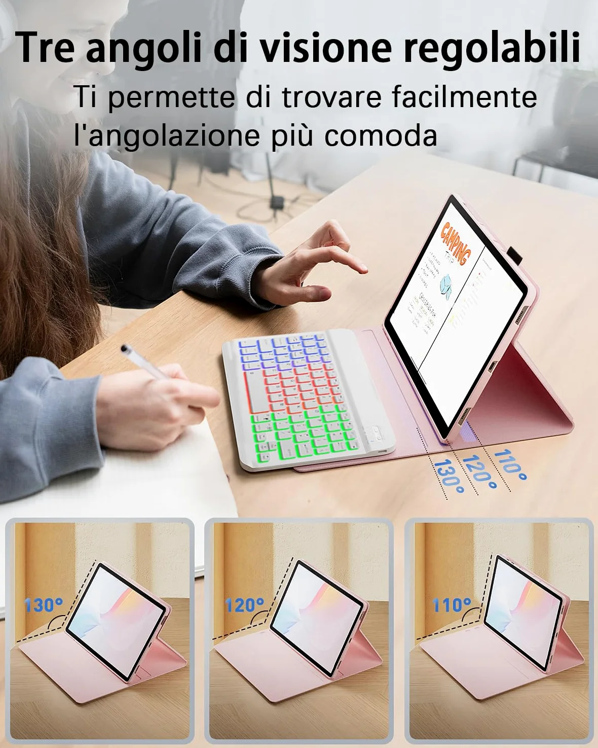 Per Lenovo Tab M11 (TB330) 2024 11 Pollici/Lenovo Idea Tab (TB-336ZU TB-336FU) 2025 11 Pollici Cover Con Wireless Bluetooth Italiano (QWERTY) Tastiera Retroilluminati e Mouse Backlit Keyboard Case