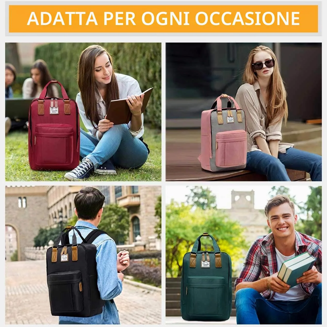 VASCHY Zaino porta PC, Zaino Donna Zaino PC 15.6 Pollici Zaino Scuola Zaino Lavoro Donna Zaino Uomo Vintage Zaino da Viaggio Antifurto Donna Zaino Università Trekking