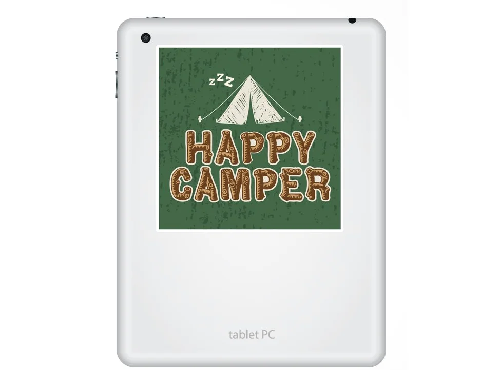 2 x 30 cm/300 mm Happy Camper adesivi in vinile per bagagli da viaggio #7340