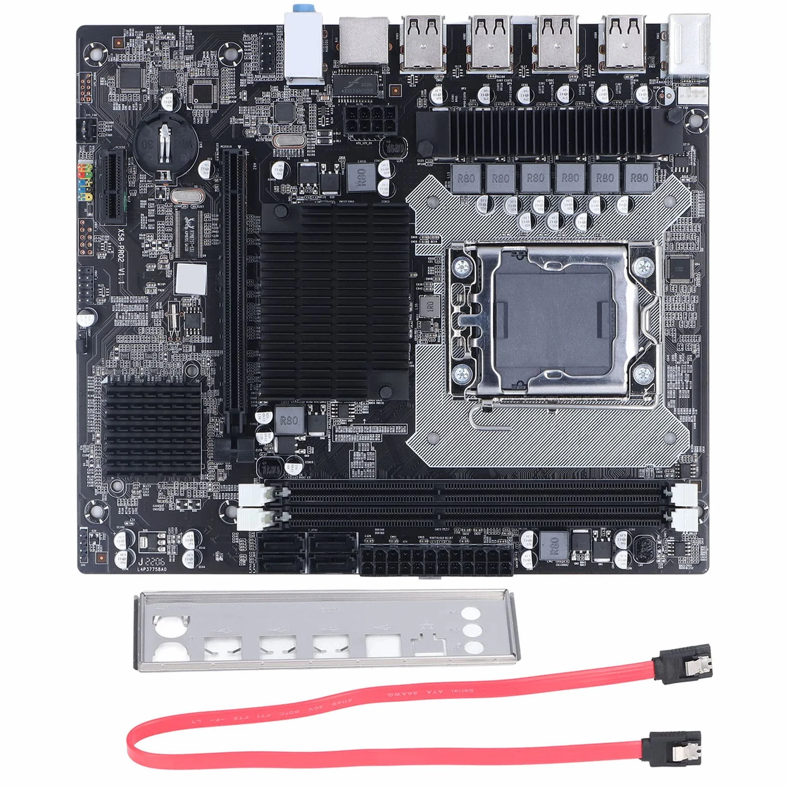 Cuifati Scheda Madre Desktop, Scheda Madre X58 LGA 1366 Gaming, 2 DIMM DDR3, Slot SATA 2.0, Slot per Scheda Grafica PCIE X16, Interfaccia di Rete RJ45