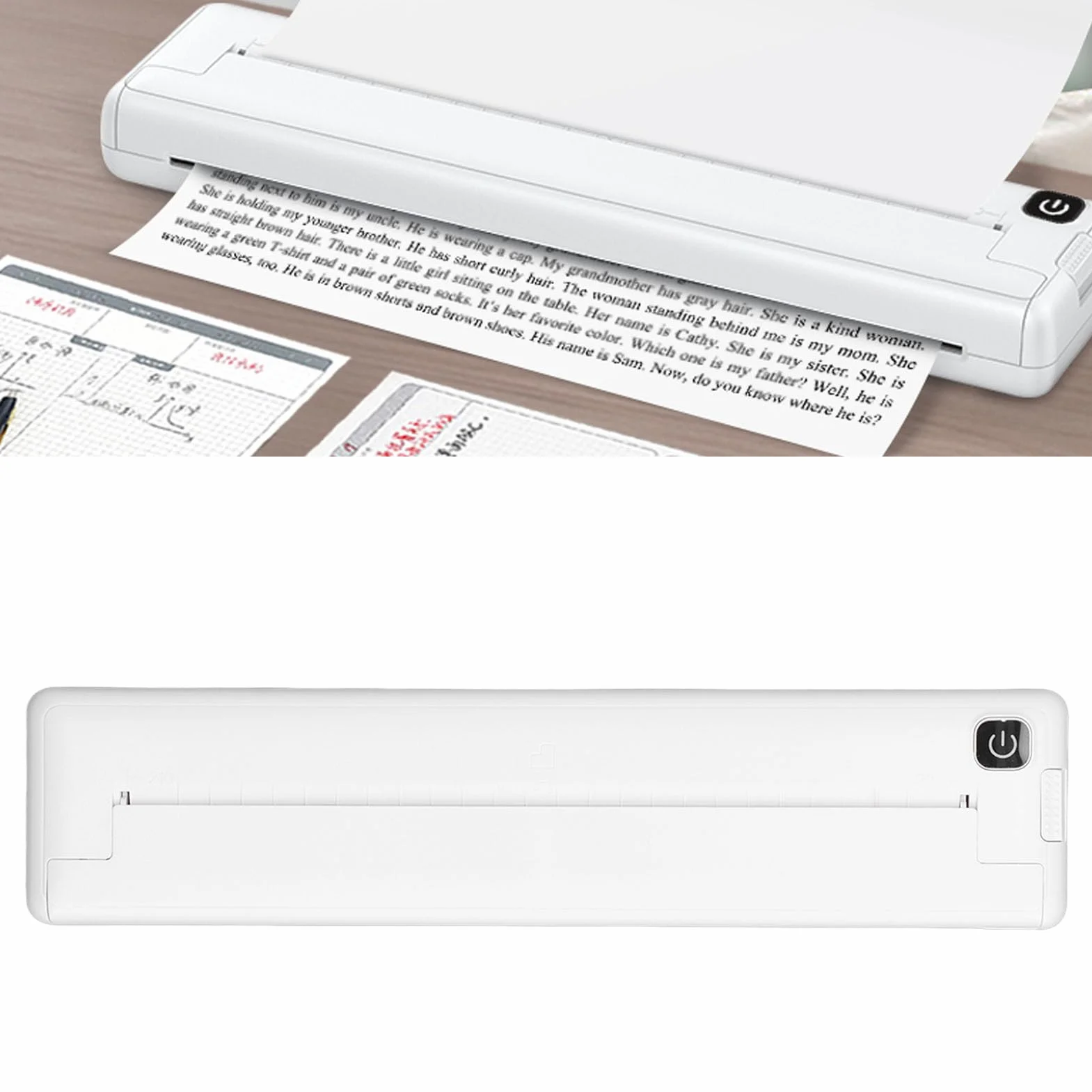 Stampante Termica Portatile A4 con Stampa Senza Inchiostro con Batteria Ricaricabile Stampante Termica Portatile Senza Inchiostro A4 Mini per Ufficio Scolastico