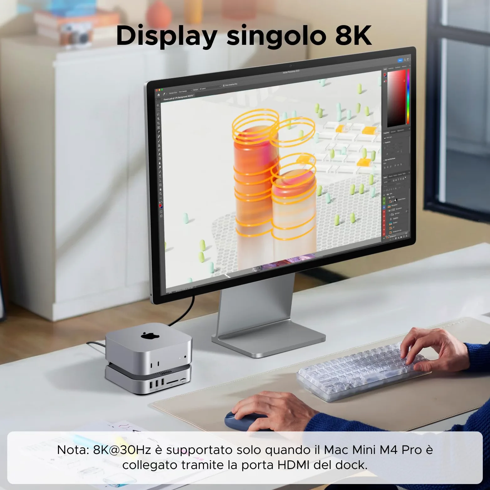 UGREEN USB4.0 40Gbps Docking Station Compatibile con Mac Mini M4 e M4 Pro con Case M.2 NVME SSD 10 in 2 Dock Hub USB C HDMI 8K 30Hz 4K 144Hz 5 Porte USB 10Gbps Lettore di Schede SD TF 4.0 3,5mm