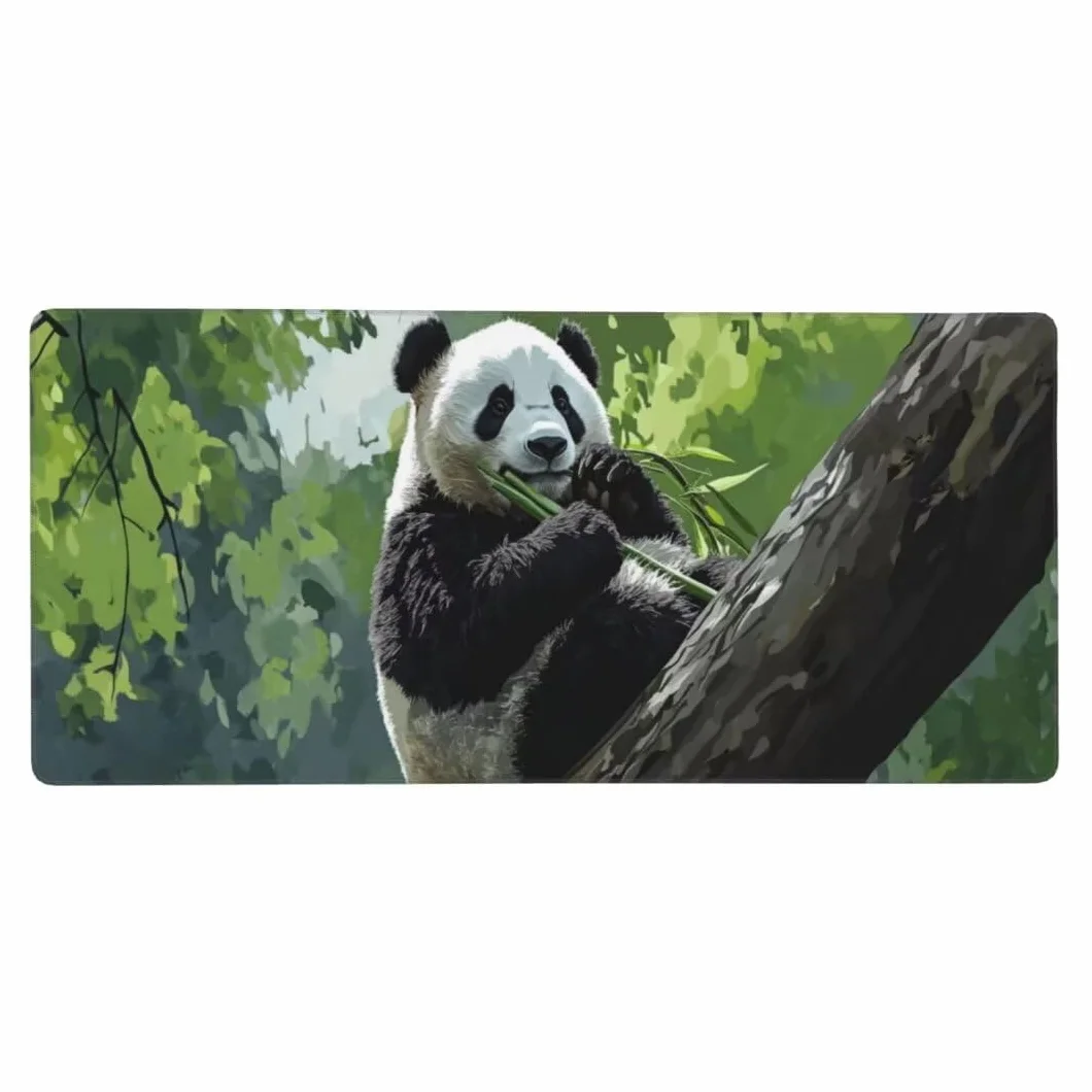 Tappetino Mouse XXL 1400x600x3mm Tappetino Mouse Foresta Panda Gigante Impermeabile Tappetino Mouse Pad XXL Tappetino Scrivania, Base Antiscivolo Migliora Precisione e Velocità per Desktop/Ufficio