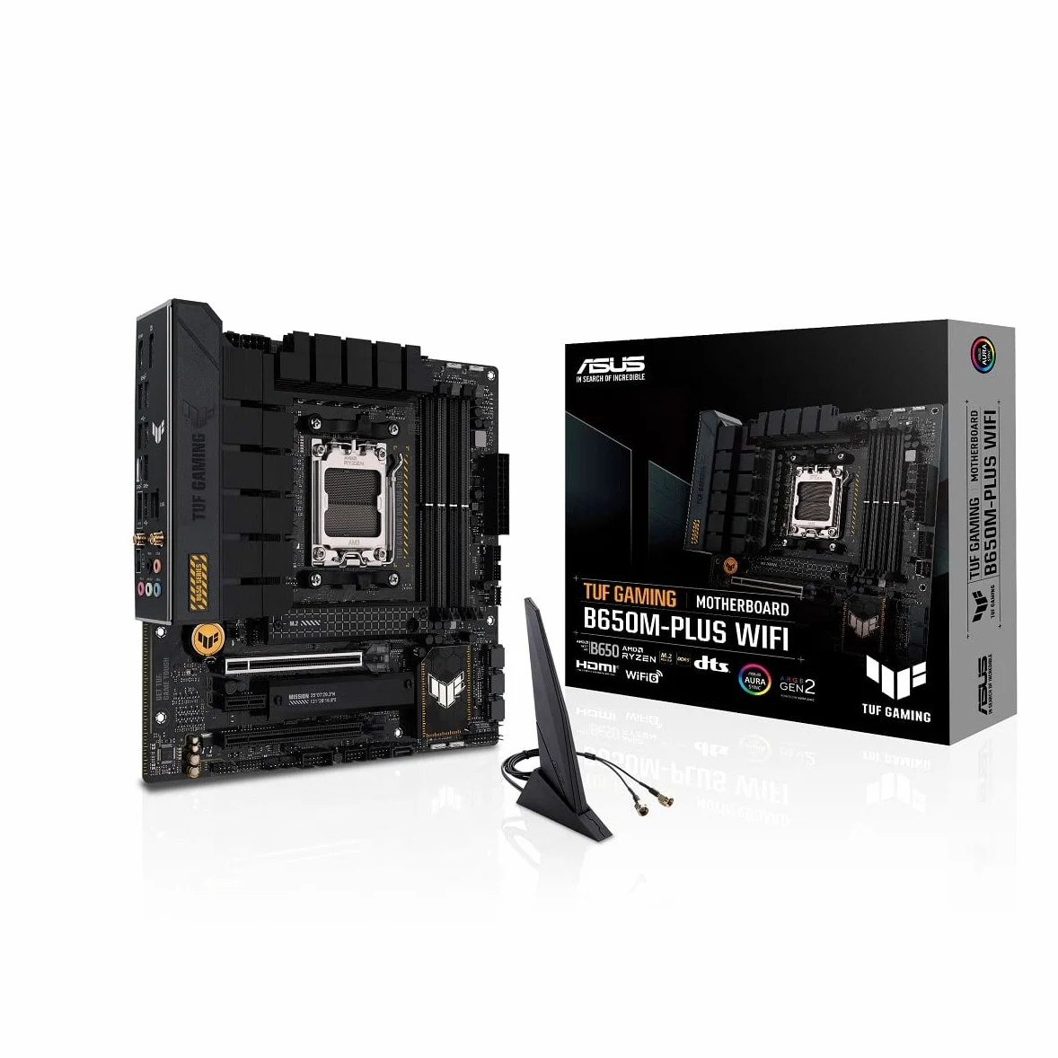 ASUS TUF GAMING B650M-PLUS WIFI Socket AM5 (LGA 1718) scheda madre da gioco Ryzen 7000 mATX (14 fasi di potenza, PCIe 5.0 M.2, memoria DDR5, Ethernet da 2,5 Gb, WiFi 6, supporto USB4 e Aura Sync)