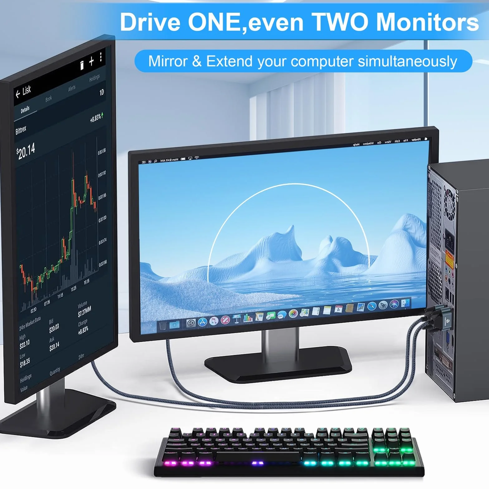 Thsucords Cavo da DVI a VGA 1M, Adattatore Unidirezionale da DVI-D a VGA, da Maschio a Maschio, Placcato oro1080p Cavo Full HD per HDTV, PC, Laptop, Monitor, Proiettore