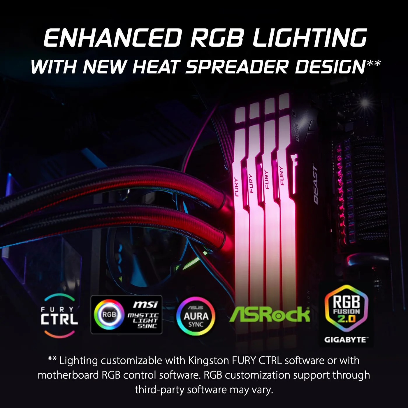 Kingston FURY Beast Nero RGB 16GB 6000MT/s DDR5 CL36 DIMM Memoria Gaming per Computer Fissi Modulo Singolo AMD EXPO/ Intel XMP - KF560C36BBE2A-16
