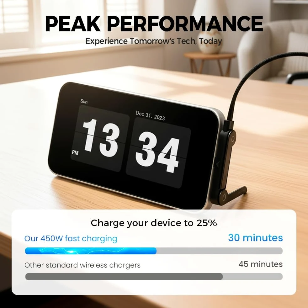 Cavo USB-C intrecciato a ricarica rapida con supporto per telefono integrato, cavo pieghevole a forma di T a 90 gradi, caricabatterie multifunzionale, lunghezza 1,5 m, design ad angolo retto