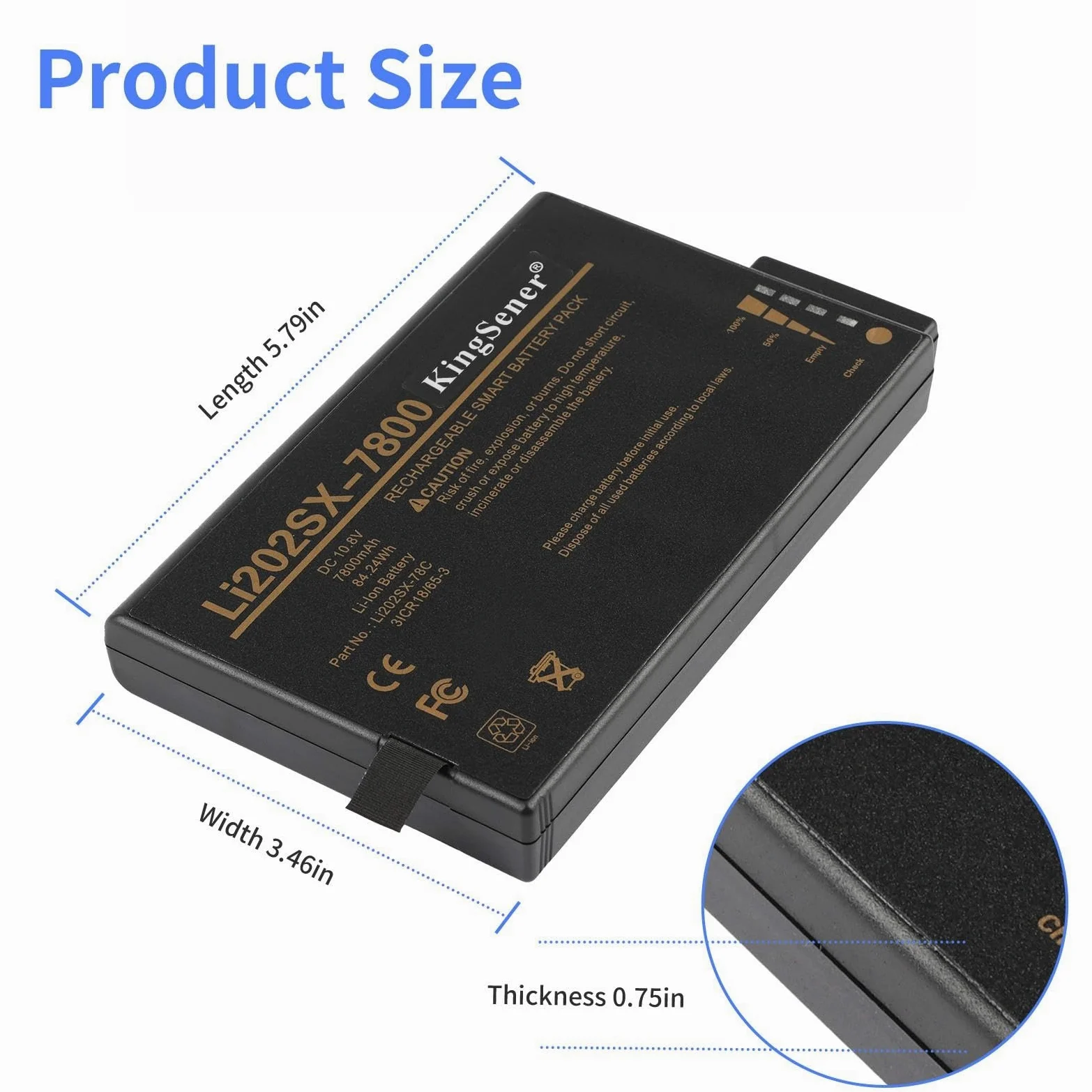 Li202SX-7800 - Batteria di ricambio per monitor aerosol TSI AEROTRAK APC 9510-02, DustTrak II 8530 8531, DRX 8533