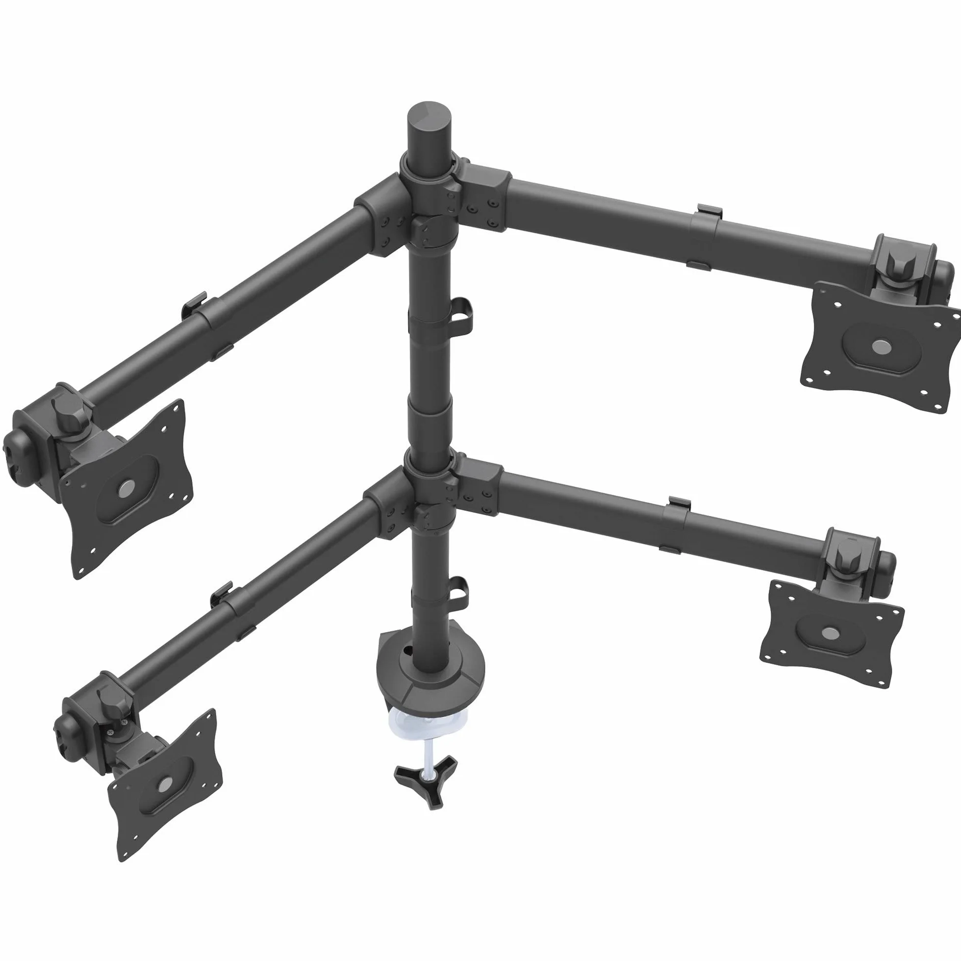 StarTech Braccio Scrivania 4 Monitor VESA 27" 8Kg Articolato (ARMQUAD) | Configurazione 2x2, Palo con Altezza Regolabile, Morsetto o Passacavo