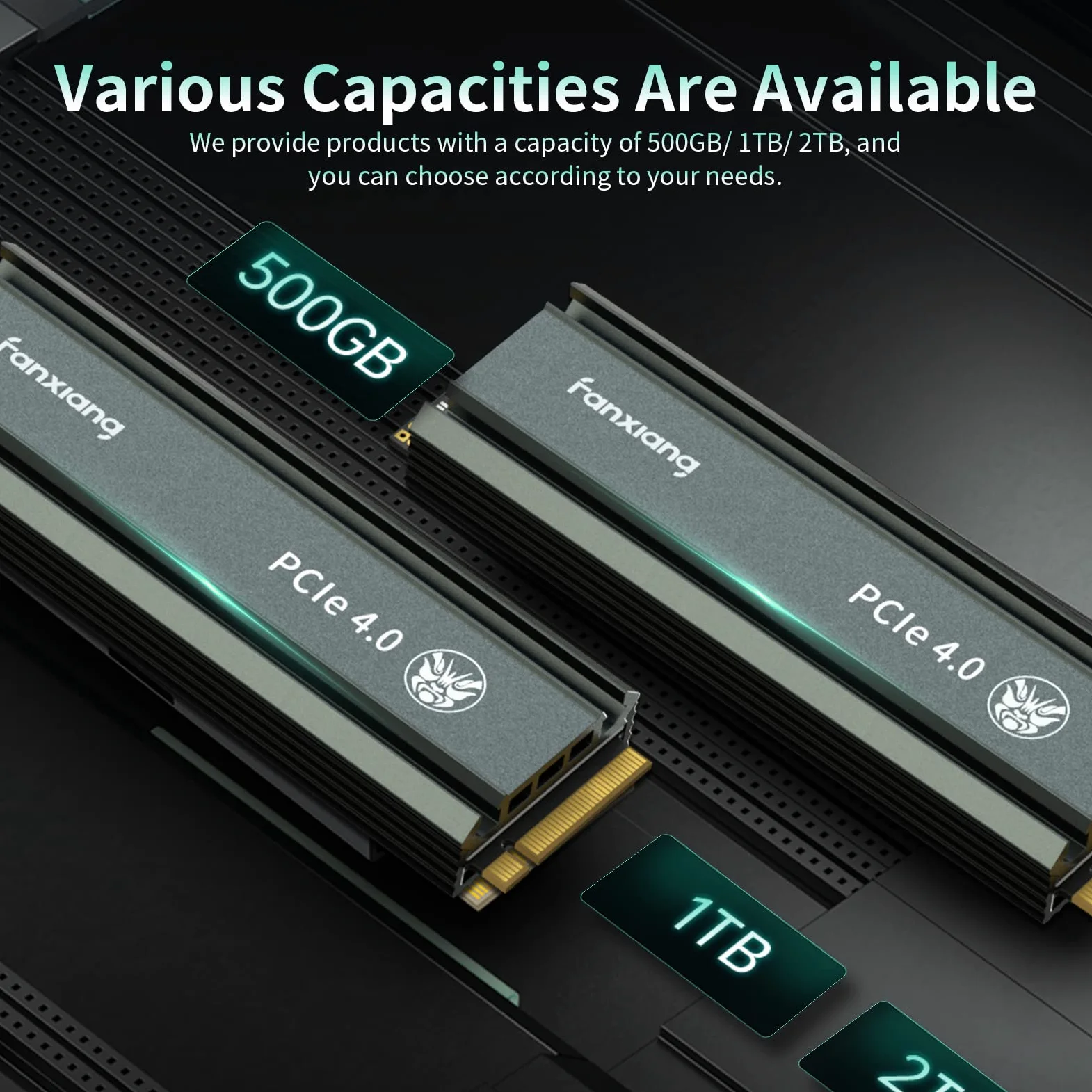fanxiang S660 SSD 1TB PCIe 4.0 NVMe SSD M.2 2280 Unità a Stato solido Interna Con Dissipatore di Calore, Fino a 5000MB/s, Cache SLC Dinamica, Compatibile con PS5 e Computer