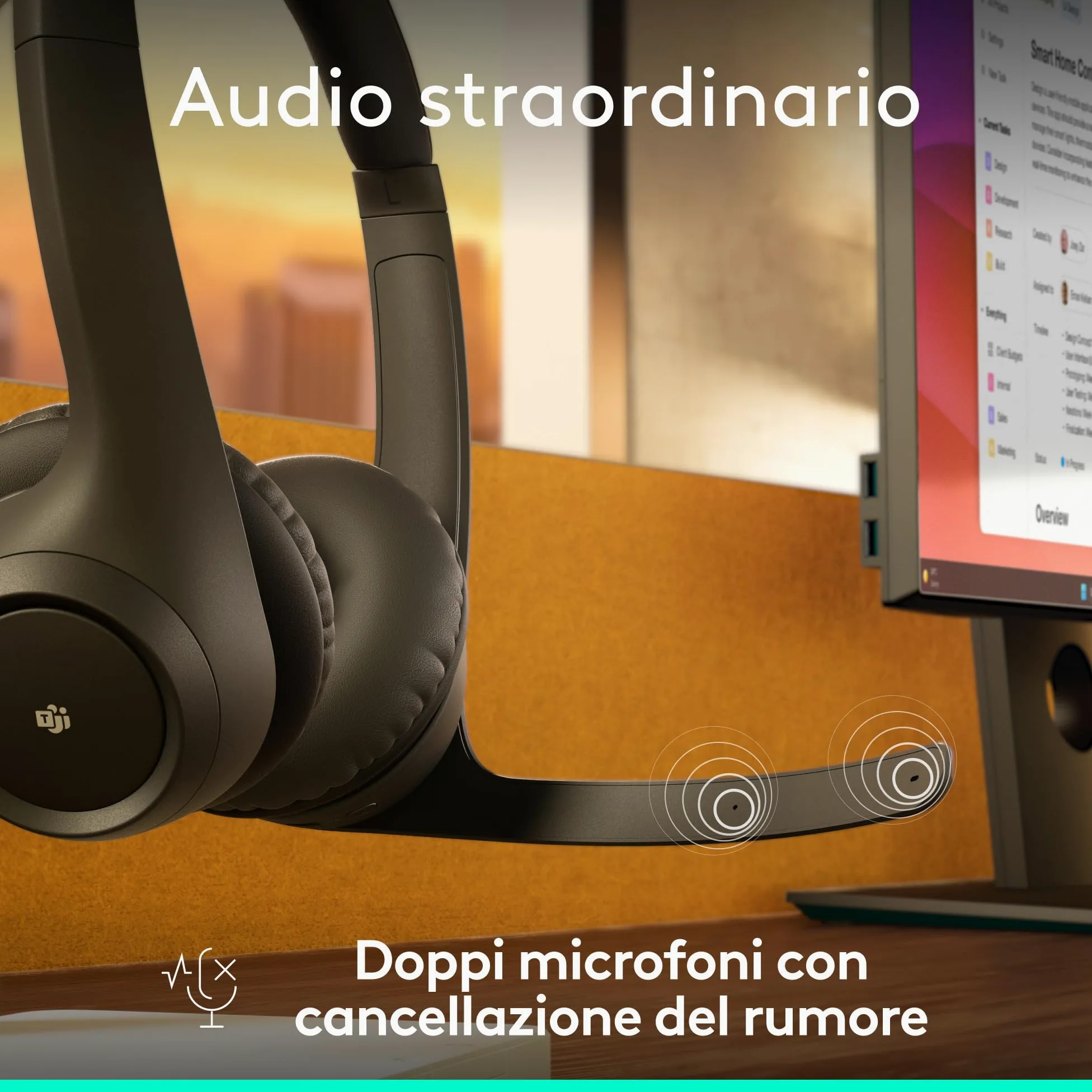 Logitech Zone 305 per aziende, cuffia con microfono wireless Bluetooth, per Microsoft Teams, compatibile con Windows, Mac, Chrome, Linux, iOS, iPadOS, Android - Nero