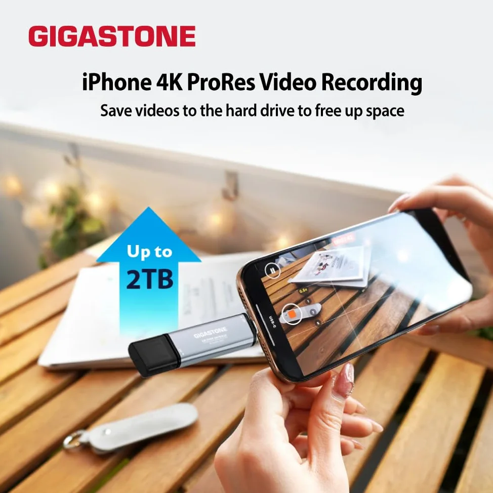 Gigastone SSD esterno da 1 TB USB-A+C fino a 1,050 MB/s per PS5 iPhone16 4K 60fps ProRes USB 3.2 Gen2 Hard disk SSD portatile per MacBook iPad PlayStation Xbox Duo Go