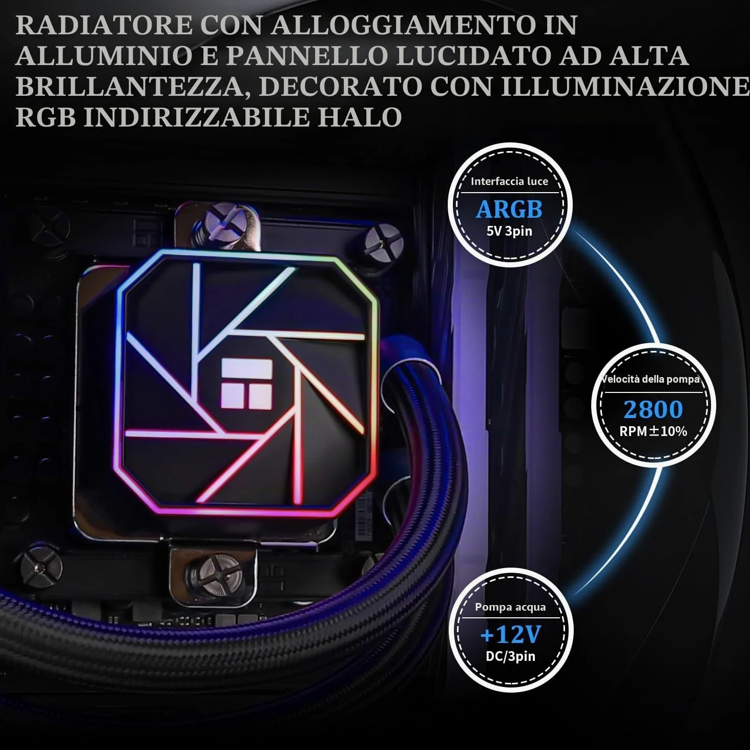 Thermalright AQUA ELITE 120 V3 Refrigeratore di processore a liquido, 120 file di raffreddamento, ventilatore PWM da 120 mm, per AM4/AM5, Intel LGA1150/1151/1155/1156/1200/1700/1851
