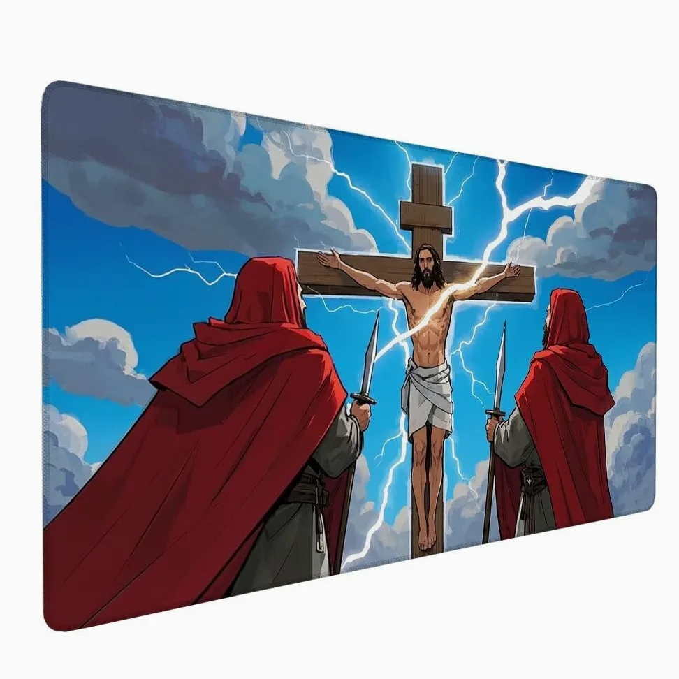 Attraverso Tappetino Mouse XXL 1000x500x3mm, Gaming Tappetino Mouse Cristo Mousepad con Base in Impermeabile Gomma Antiscivolo per Tastiera, PC, Computer Ufficio Idea Regalo per Festa del Papà X-962