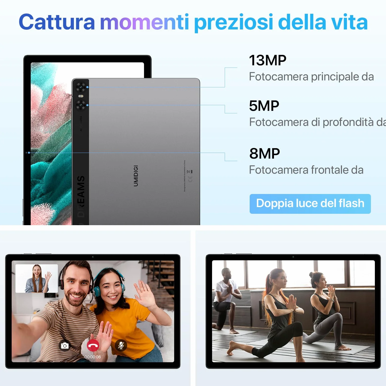 UMIDIGI A13 Tab Tablet 10.51 pollici 2K FHD LCD, 16GB RAM +128GB ROM, Tablet con SIM Slot, 4 Altoparlanti Stereo, Batteria 7500mAh, Dual SIM 4G LTE & GPS & WiFi & Bluetooth, Widevine L1