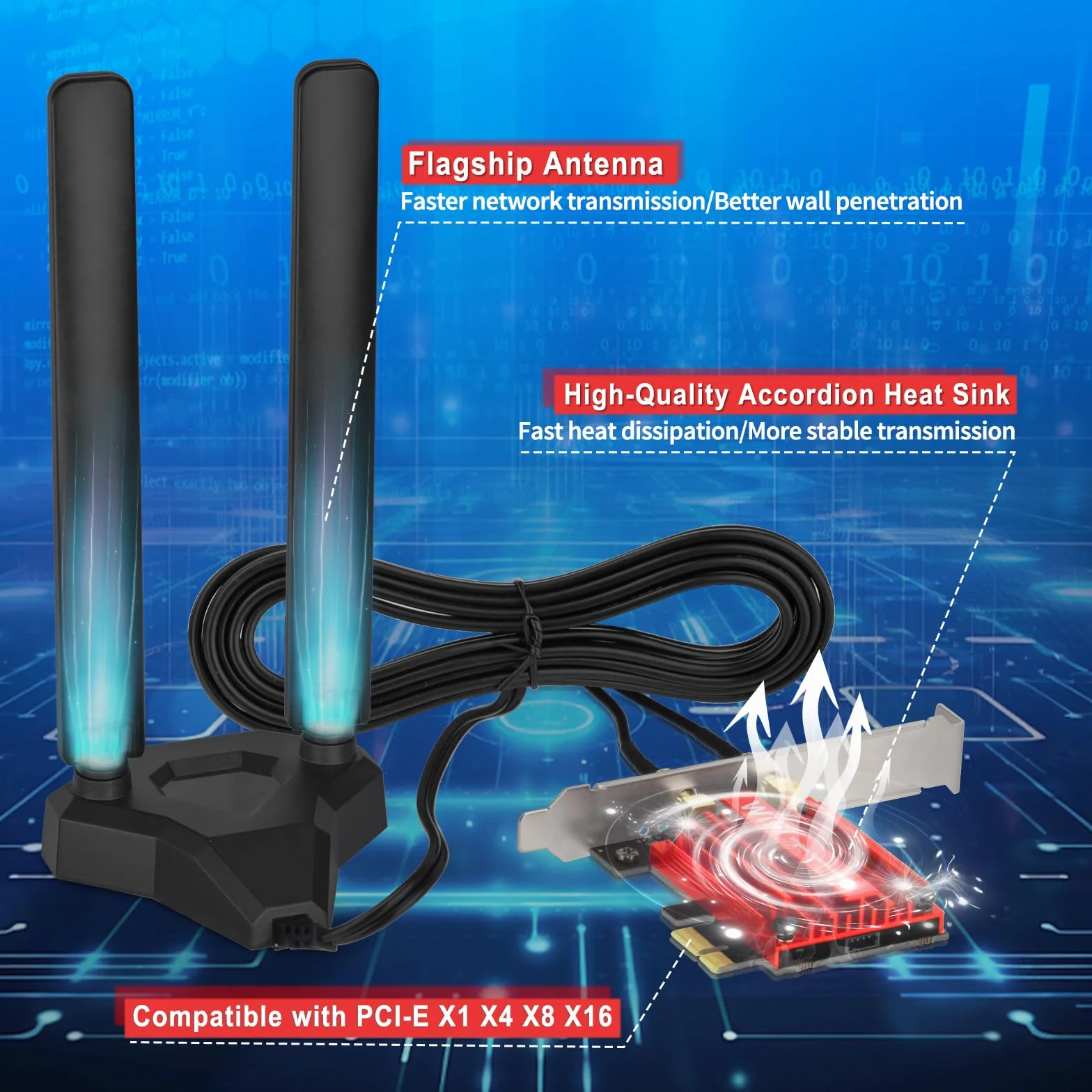 Eightwood Scheda WLAN WiFi 6E Intel AX210 Bluetooth 5.3 WLAN scheda di rete WLAN PCI-E 6G/5G/2.4G Tri Band WiFi 6E scheda 5374 mbit/s con antenna Wi-Fi 6E + CD per PC Windows 11/10 (64 bit) Laptop