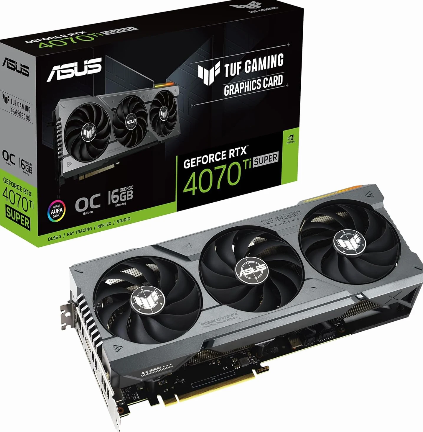 ASUS TUF Gaming NVIDIA GeForce RTX 4070 Ti SUPER OC Edition Scheda Grafica 16 GB GDDR6X, 256 Bit, PCIe 4.0, HDMI, DisplayPort, Nero, TUF-RTX4070TIS-O16G-GAMING
