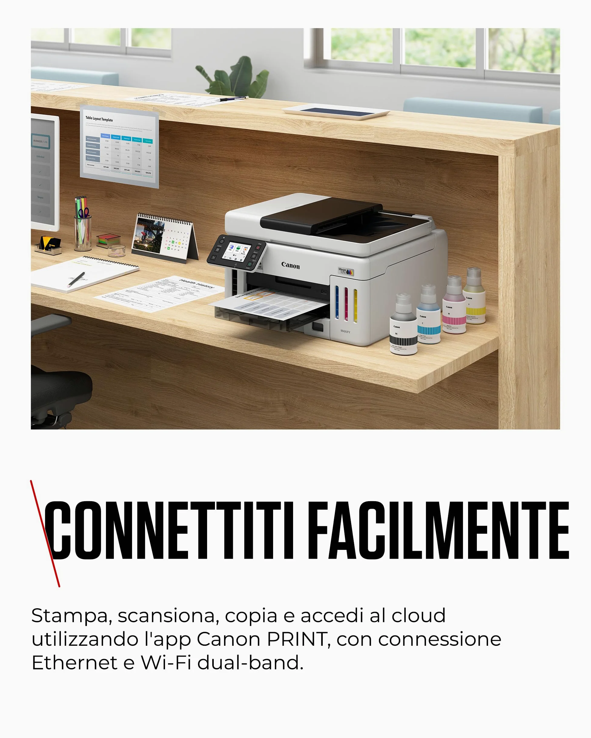 Canon MAXIFY GX6150 Stampante Ufficio Compatta – Stampante con Scanner Multifunzione | Tecnologia MegaTank per Stampe, Copie e Scansioni | Connessione Wireless, Ethernet e USB