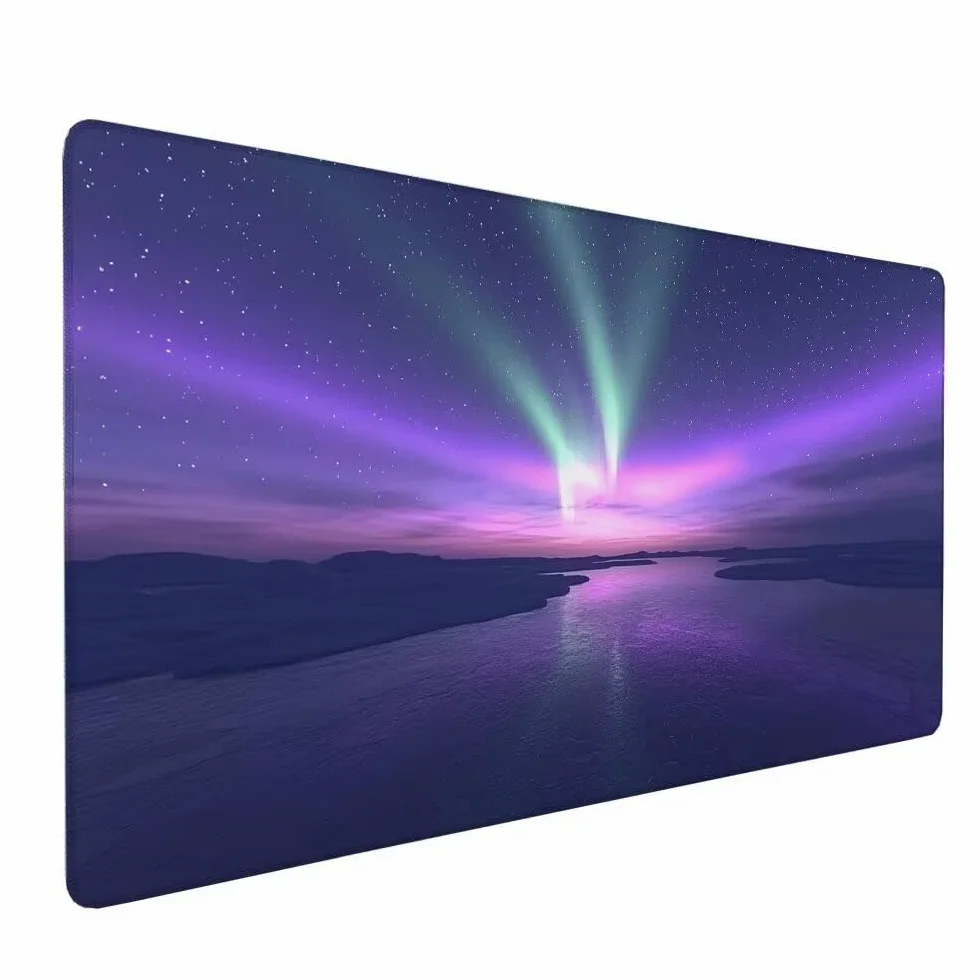 Viola Tappetino Mouse XXL 1000x500x3mm, Gaming Tappetino Mouse Aurora Mousepad con Base in Impermeabile Gomma Antiscivolo per Tastiera Computer Ufficio Idea Regalo Festa del Papà e Compleanno X-982