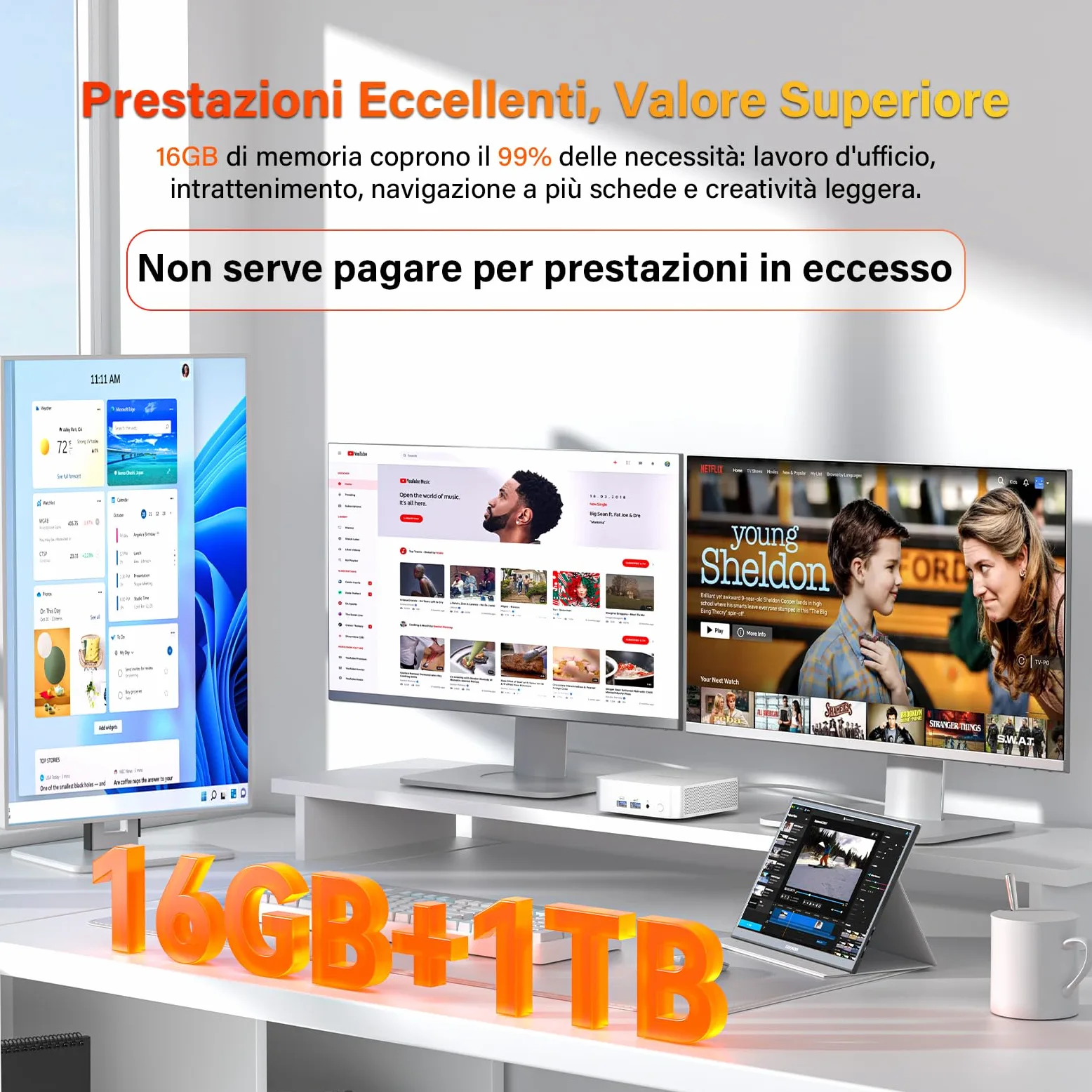 GEEKOM A6 Mini PC con AMD Ryzen 7 6800H e Radeon 680M,1TB SSD,16GB DDR5 RAM(Memoria DDR Espandibile,Non LPDDR),LAN 2.5G,Mini PC Windows 11 Pro,USB4.0,8K,Slot SD|Compact Aluminum Design