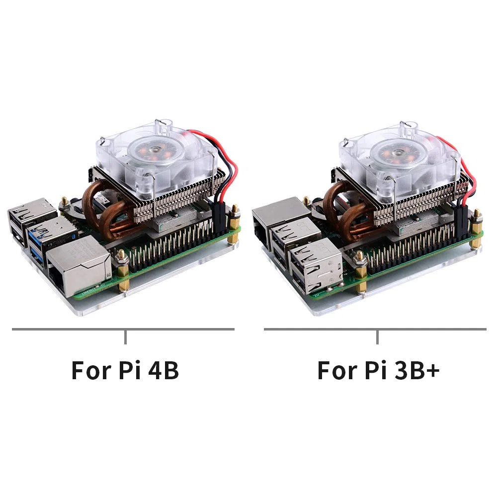 GeeekPi Raspberry Pi Low-Profile CPU Cooler, Raspberry Pi Orizzontale Ice Tower Cooler, Ventola RGB con Raspberry Pi dissipatore per Raspberry Pi 4 Modello B e Raspberry Pi 3B +/3B (Argento)