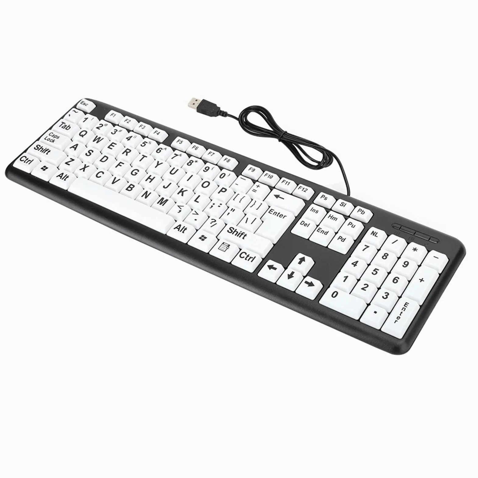 Ejoyous Tastiera con Stampa di Grandi Dimensioni, Tastiera USB Cablata con 104 Tasti, con Lettere Grandi in ABS, Cavo Plug and Play da 1,35 M per Utenti Anziani, Uso del Computer in Ufficio a Casa