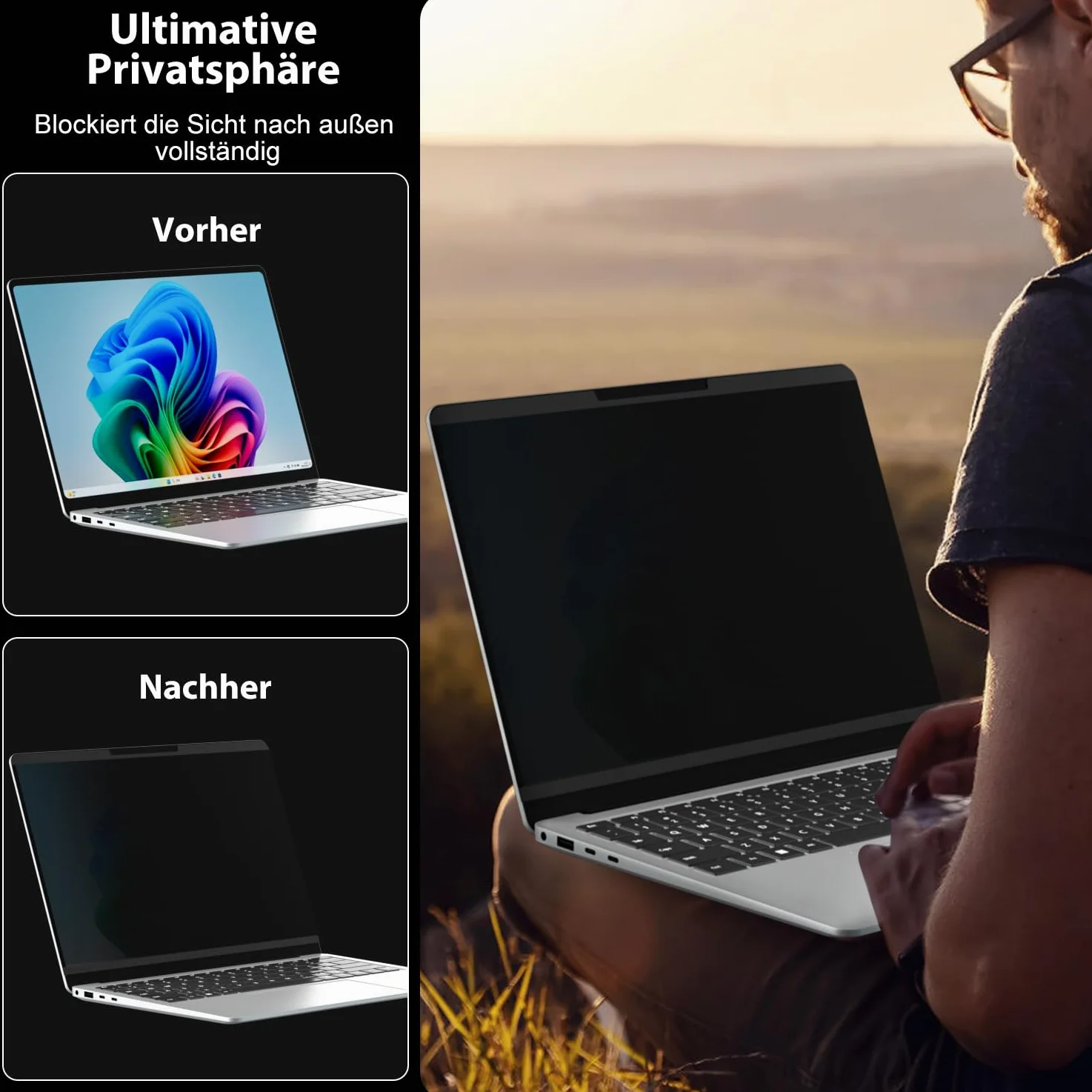 Pellicola protettiva magnetica per MacBook, pellicola protettiva rimovibile per la privacy con webcam per schermo anti-riflesso blu (13,5 pollici Surface Laptop)