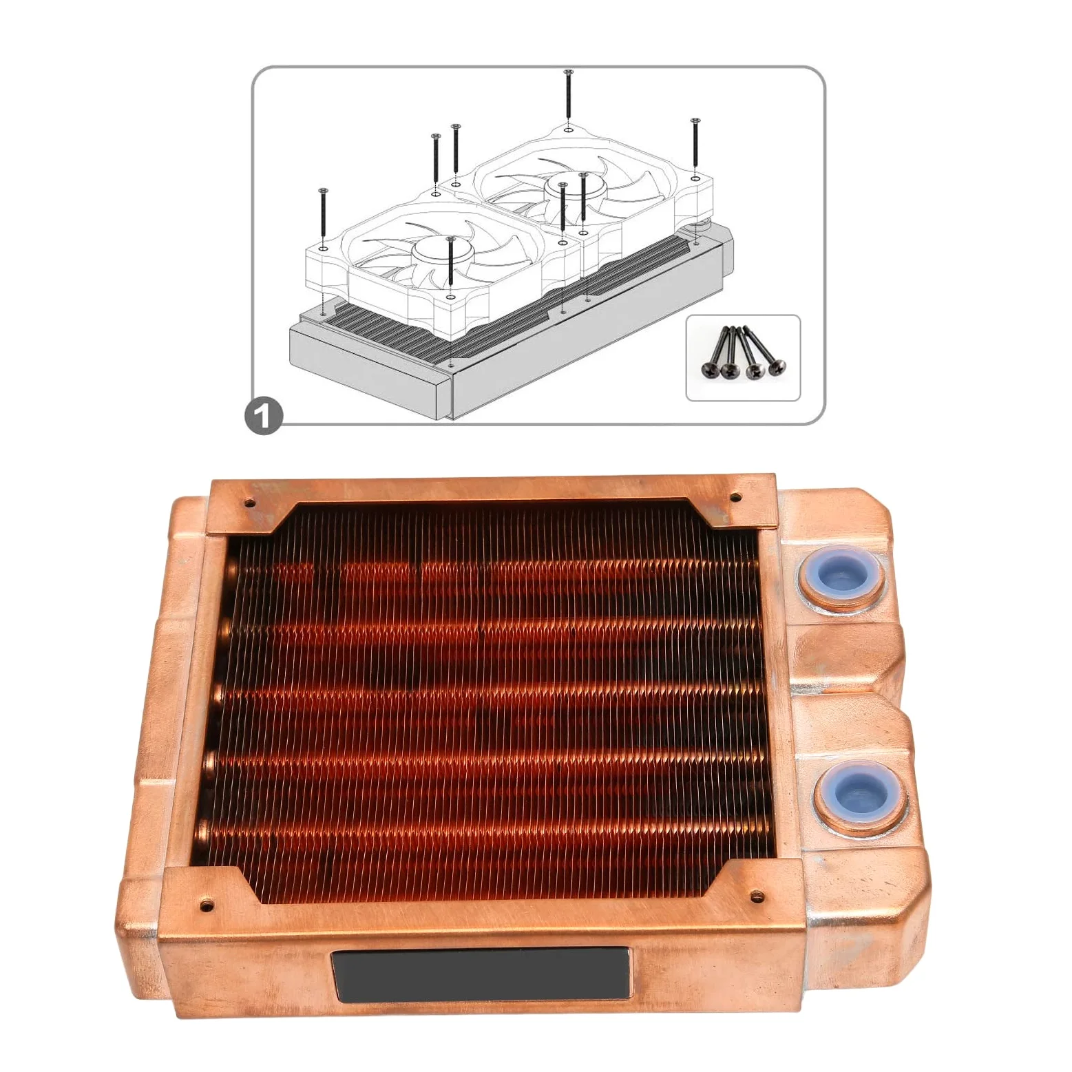 Lazmin112 Radiatore di Raffreddamento ad Acqua, radiatore di Rame Rosso dello scambiatore di Calore, dissipatore di Calore Diametro Interno della Filettatura G1/4 0.28in, per Ventola 4.72in