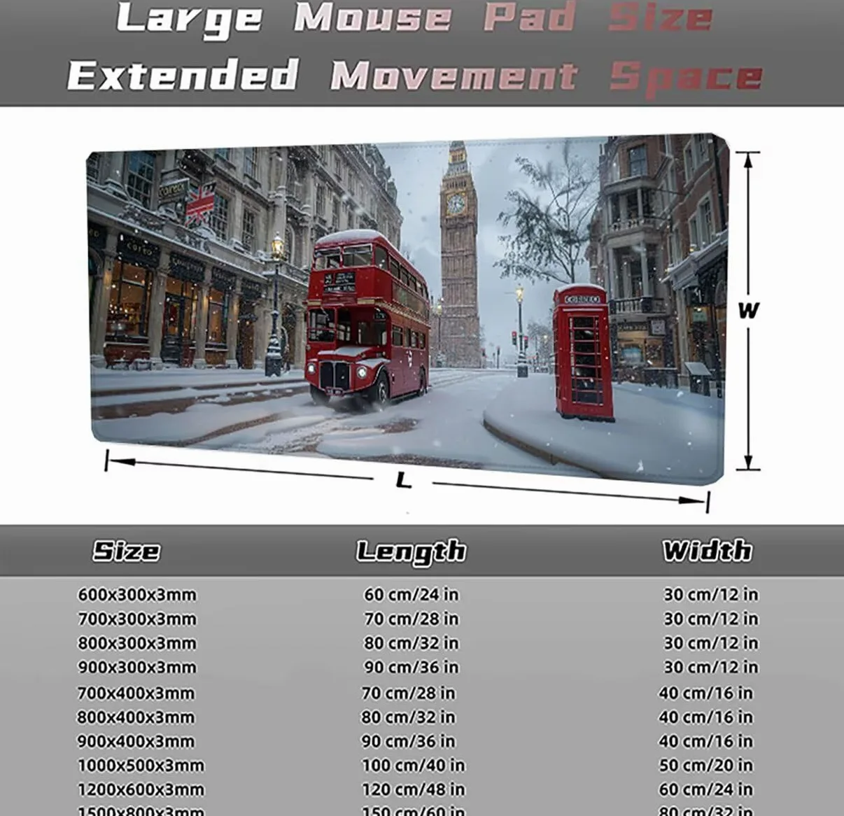 Tappetino per Mouse Gaming XXL 1200x600x3mm– Ufficio Mousepad Grande – Migliora la Velocità e la Precisione Tenuta Stabile Sottomano per Ufficio e Casa Accessori Scrivania Autobus PjY7827 7-S