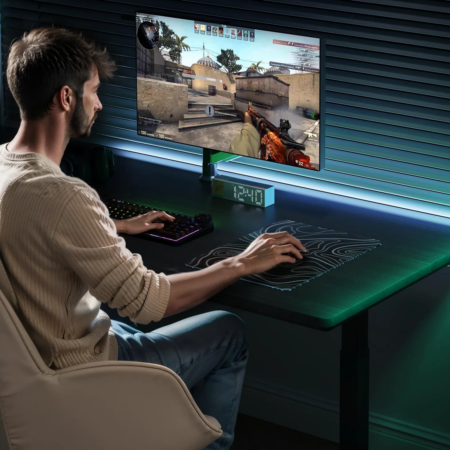 DAWNTREES Tappetino per mouse da gioco in vetro, tracciamento preciso e veloce, in vetro temperato, base in gomma antiscivolo, tappetino XL per gamer, ufficio e casa, topografico nero
