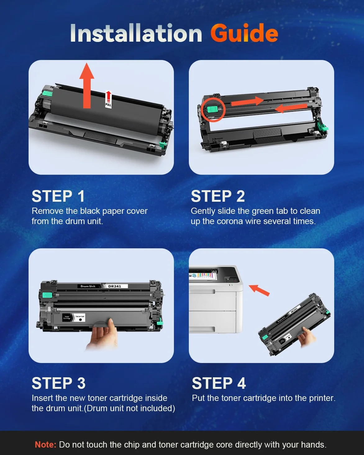 Skydo DR241CL Tamburo compatibile per Brother DR241 DR241CL Tamburo Compatibile per Brother DCP-9015CDW DCP-9017CDW HL-3140CW HL-3142CW MFC-9130CW MFC-9140CDN Stampanti