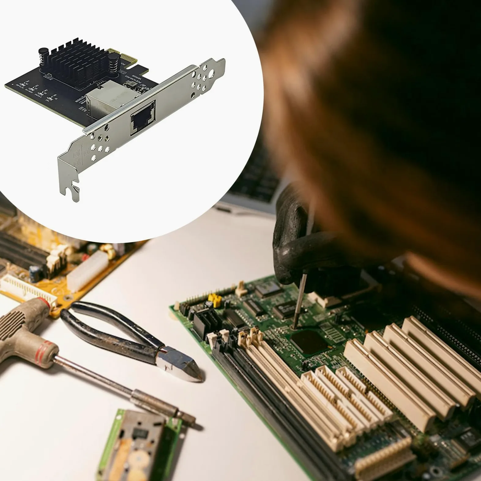 Scheda Rete per Server Gigabit RJ45 PCIE4.0 da 10 Gbps Scheda Rete Chip RTL8127AT Staffa a Basso Profilo per Accessori per Desktop Adattatore Rete
