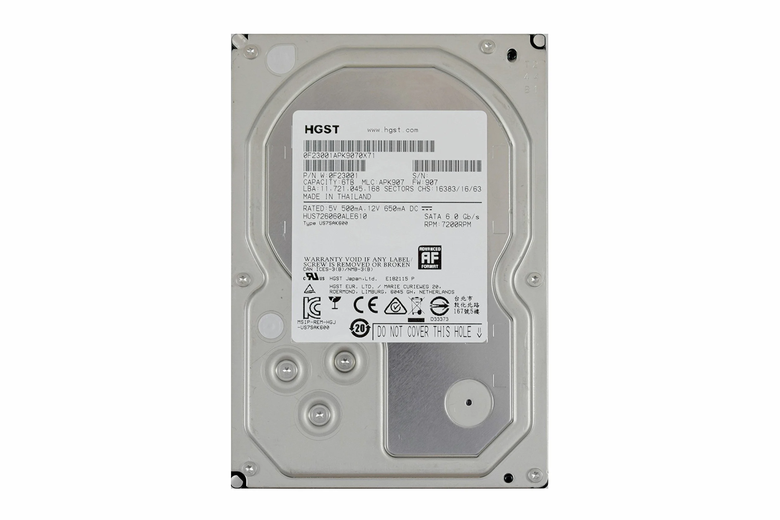 HGST 0F23001 - Ultrastar 7K6000 6TB 7200RPM - HUS726060ALE610 SATA 512E U ISE (Ricondizionato)