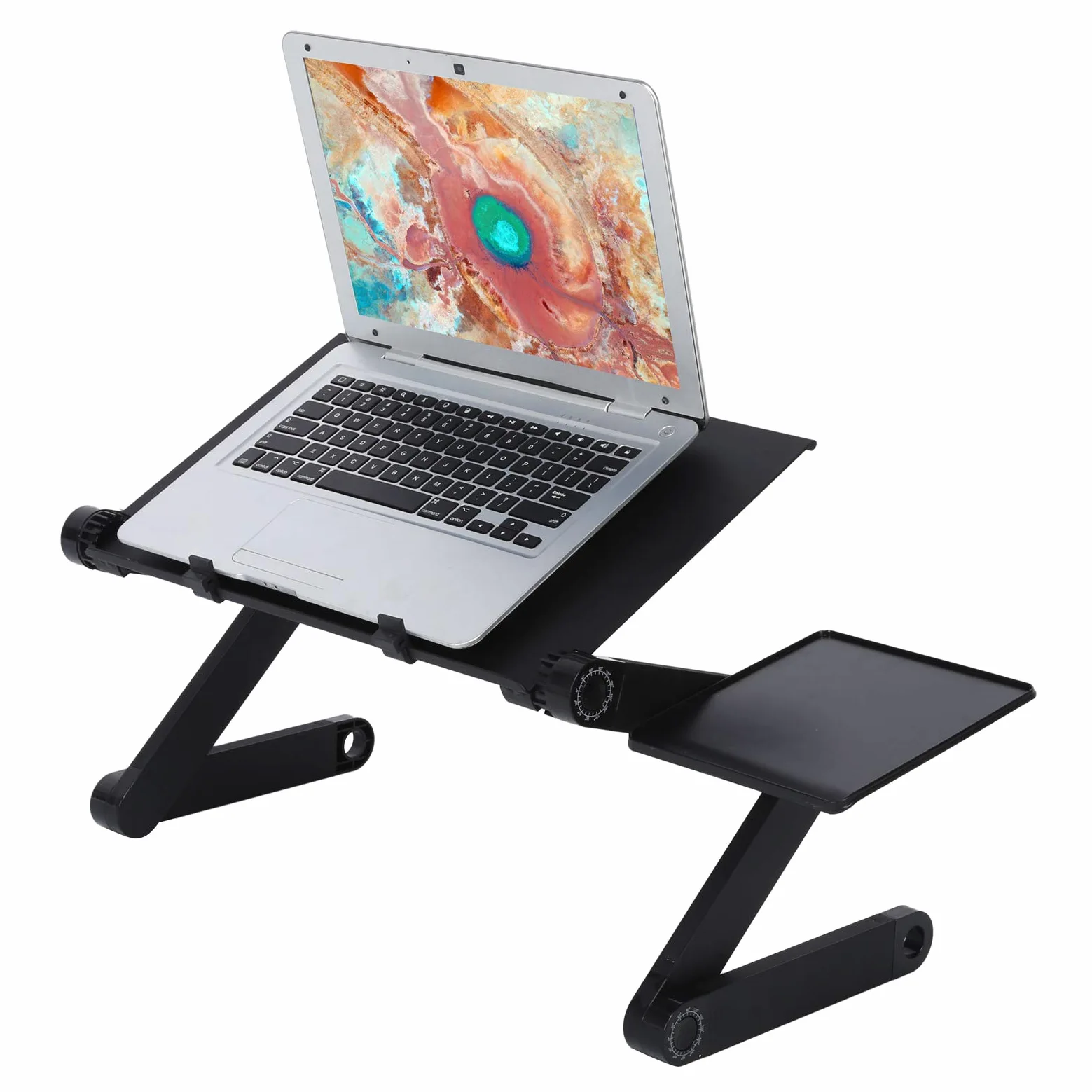 Domary Supporto per Laptop Pieghevole con Ripiano per Mouse Regolabile Uso in Ufficio Domestico - Lega di Alluminio Resistente 42x26 Cm