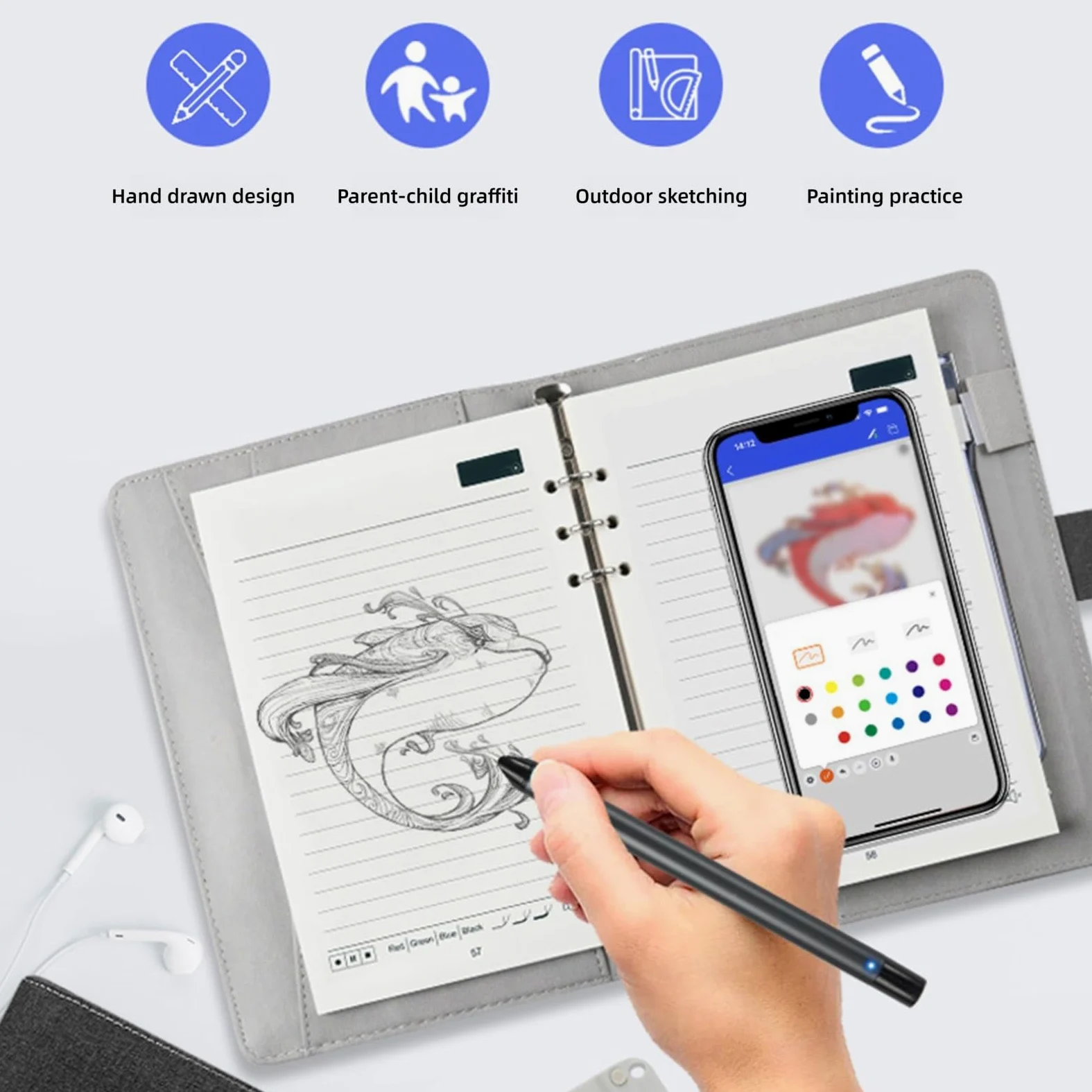 3 su 1 Notebook Digitale con Penna Intelligente, Sincronizzazione in Tempo Reale per la Digitalizzazione, Convertire in Testo, Memorizzare e Condividere Note di Carta (BROWN)