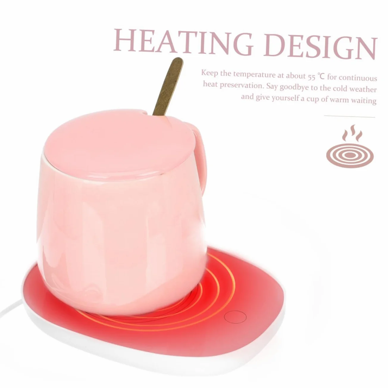 Scalda Tazze Elettrico in Ceramica Termostato per Caffè Tè Acqua Calda Tazza Termica USB da Scrivania Leggera e Resistente