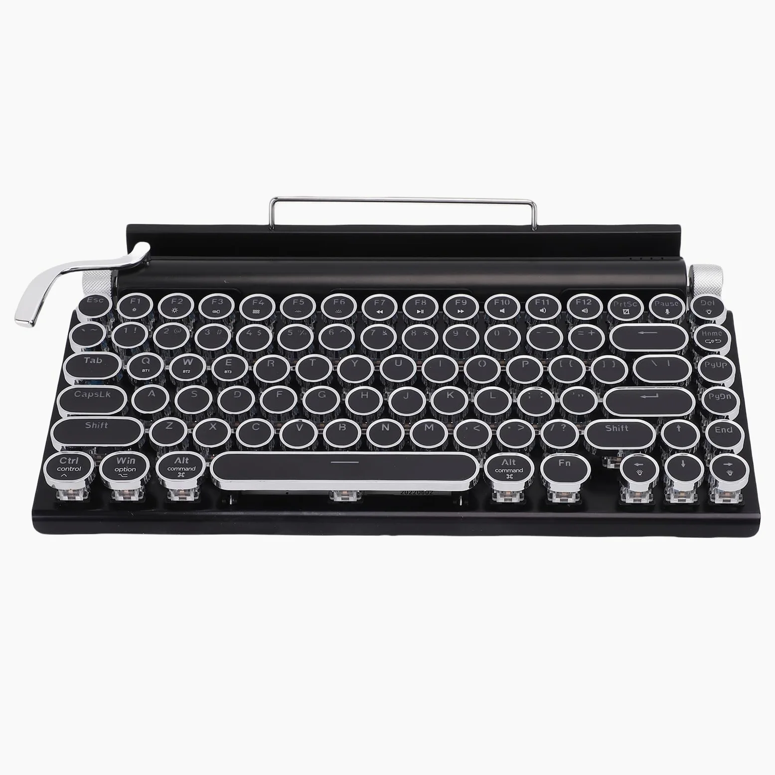 Tonysa Tastiera Meccanica retrò, Tastiera Bluetooth/Wired -scrittrice, Tasti Rotondi, modalità di Retroilluminazione 14, Compatibili con PC/tablet (Punk Metal Frame Design) (BLACK)