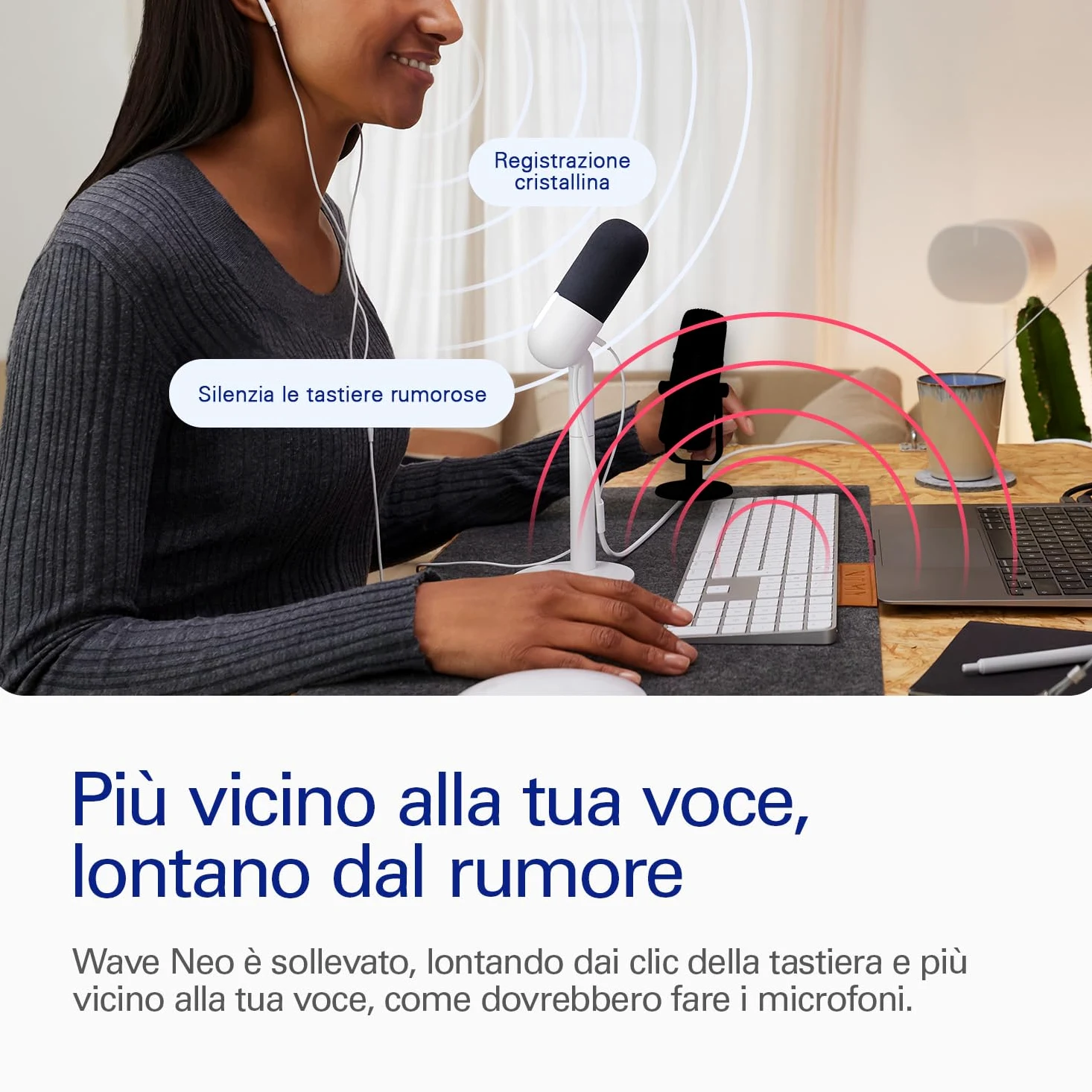 Elgato Wave Neo – Microfono a condensatore USB, funzione Mute, per gaming, streaming, riunioni, registrazioni vocali su Teams/Zoom/OBS/Twitch/YouTube, plug’n'play, per portatili, PC, Mac, iPad, iPhone