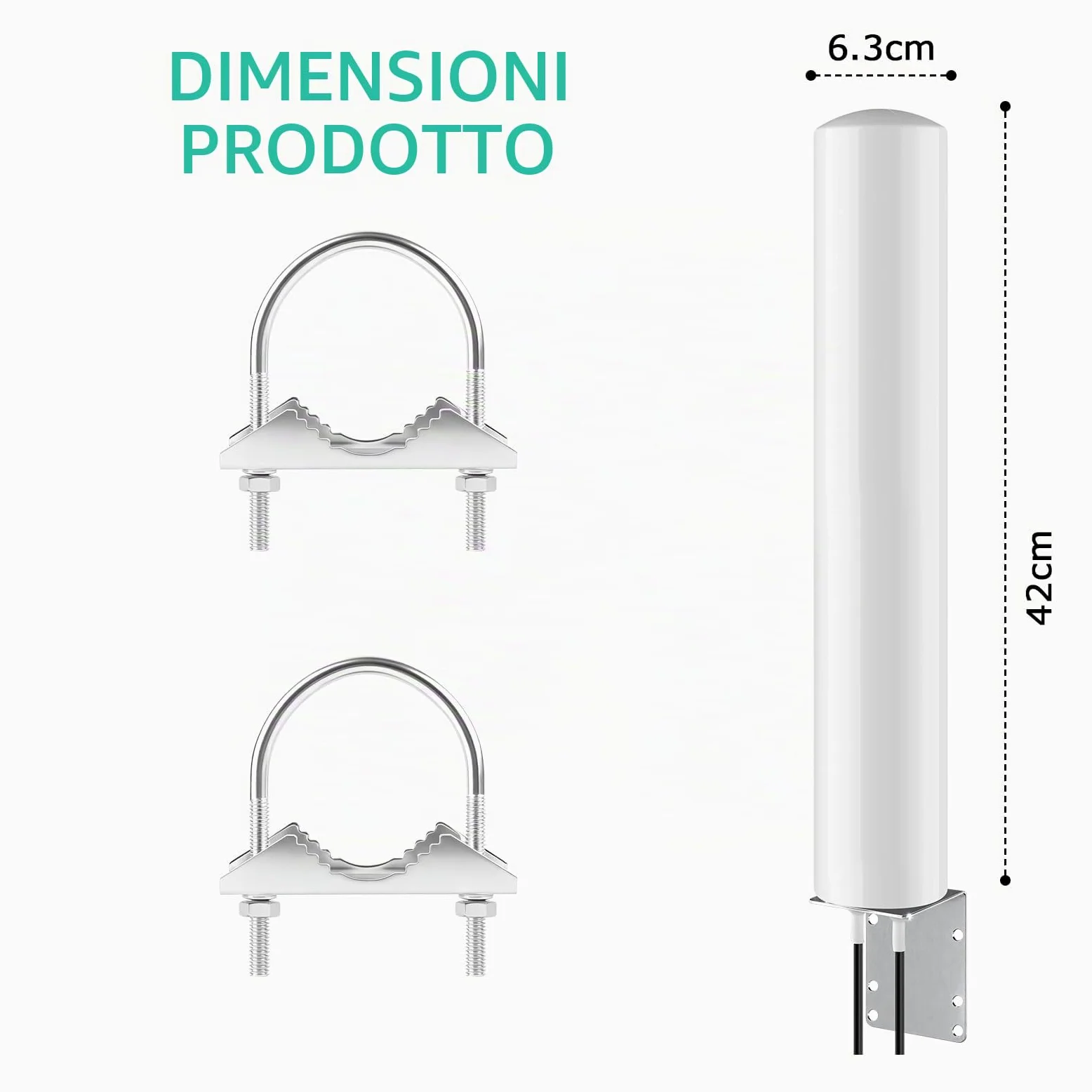 4G LTE 5G Antenna esterna Mimo Omnidirezionale 600-6000 MHz | Spina SMA TS9 adattatore guadagno fino a 5 dBi 2 x 5 metri cavo adatto 5G 3G 4G LTE Router Modem