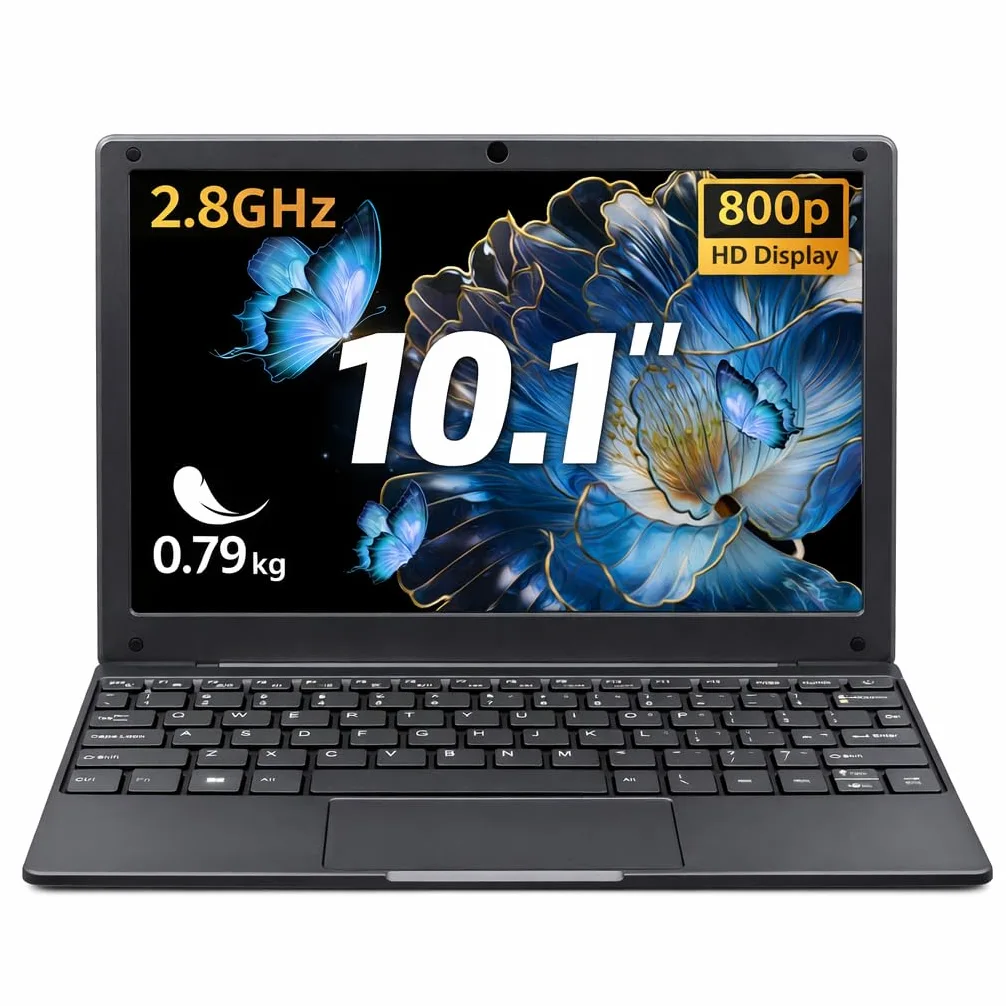 Mini Laptop 10.1 Pollici Ultrasottile 0,79 kg, Netbook Leggero Win11,Layout Tastiera Italiano, Webcam, WiFi5, Bluetooth 5.0, USB 3.0, Type-C, HDMI, Mouse Wireless (Grigio) 8GB DDR4 128GB SSD
