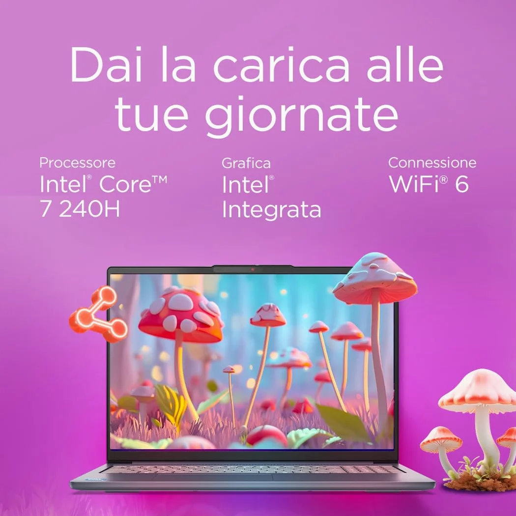 Lenovo IdeaPad Slim 5i Notebook 16" - Intel Core 7 240H, RAM 16GB, 1TB SSD, Grafica Intel Integrata, Display 16 pollici WUXGA (1920x1200) IPS, Windows 11 Home - Luna Grey