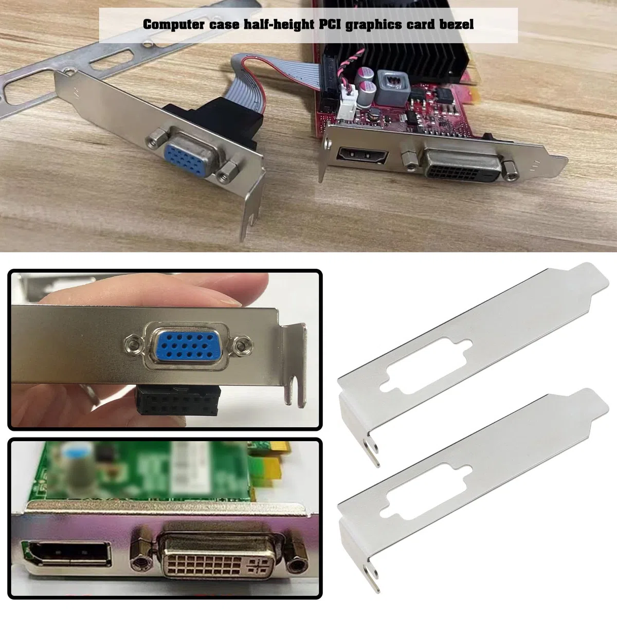 SG Store 4 Pezzi Staffa A Basso Profilo per Scheda Grafica Video HDMI DVI VGA Staffa A Mezza Altezza Componenti del Case del Computer (2 Pezzi HDMI DVI E 2 Pezzi VGA)
