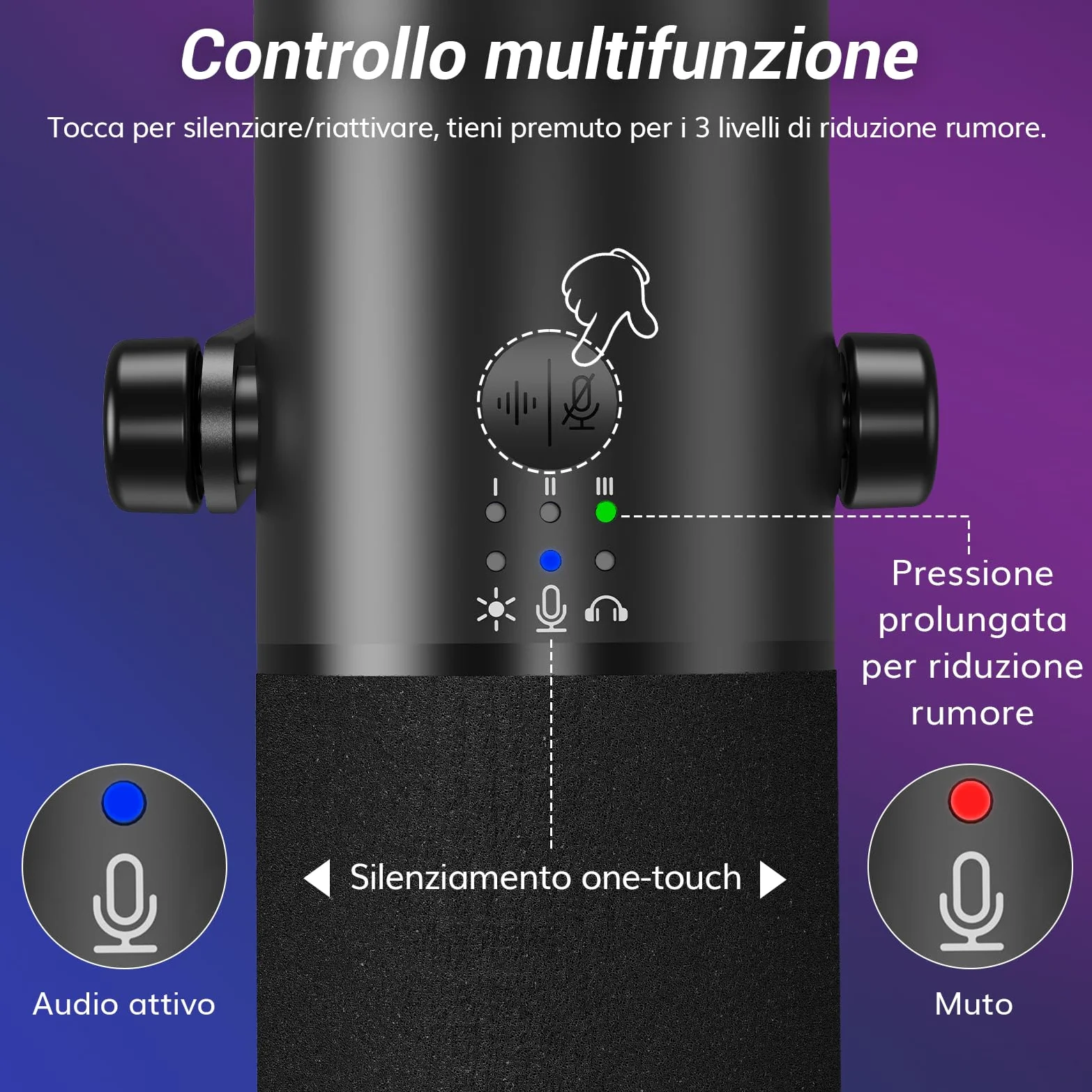 TONOR Microfono Gaming Dinamico per PC, Microfono Cardioide Streaming XLR/USB con Braccio per Podcasting/Studio, Cancellazione Rumore IA, RGB Controllabile, Jack Cuffie 3,5 mm, Nero, TD510 AIR H+