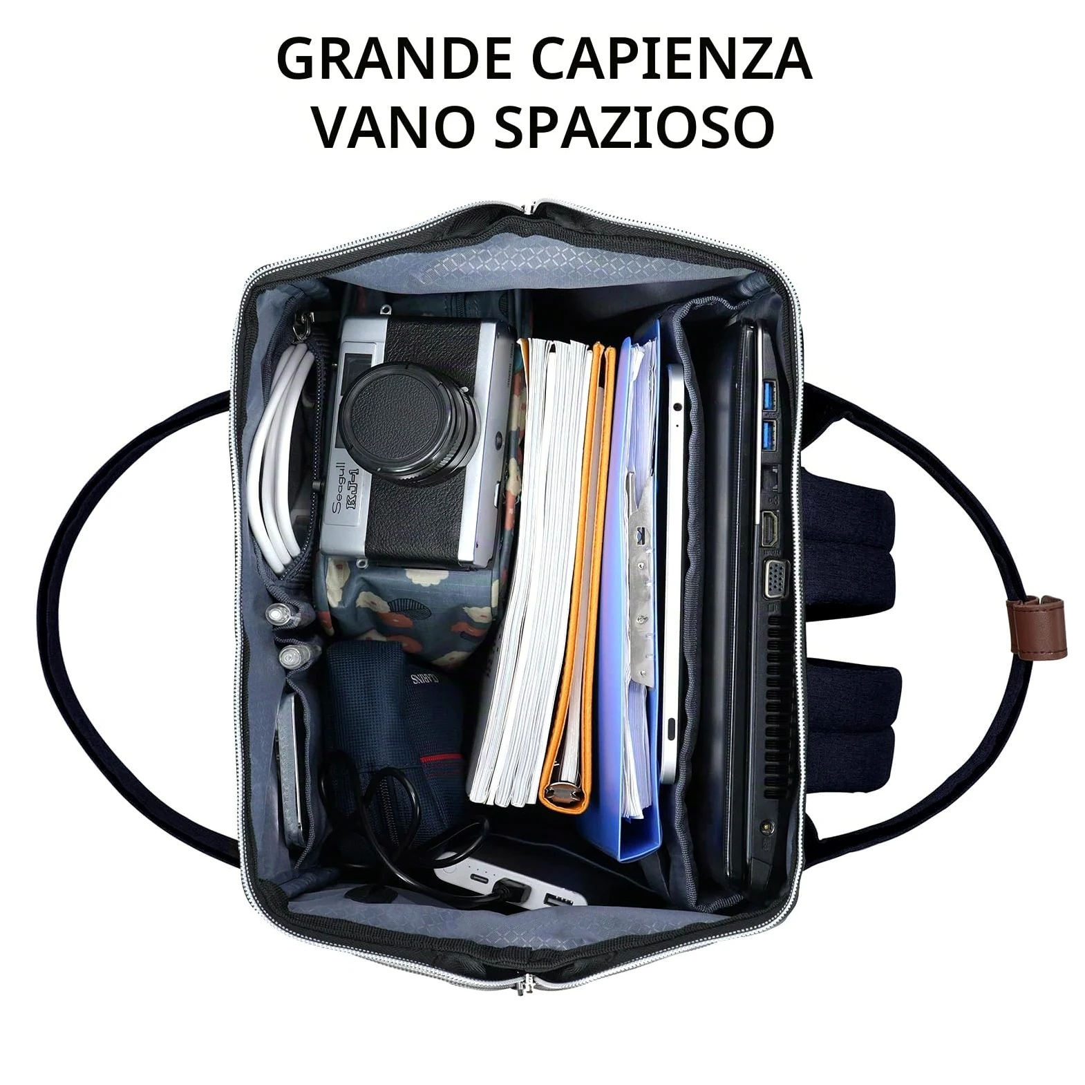 KROSER Zaino per computer portatile da 15,6 pollici, elegante, con porta | Zaino per computer portatile da 15,6 pollici impermeabile, per università borsa da lavoro per donne/uomini, blu scuro