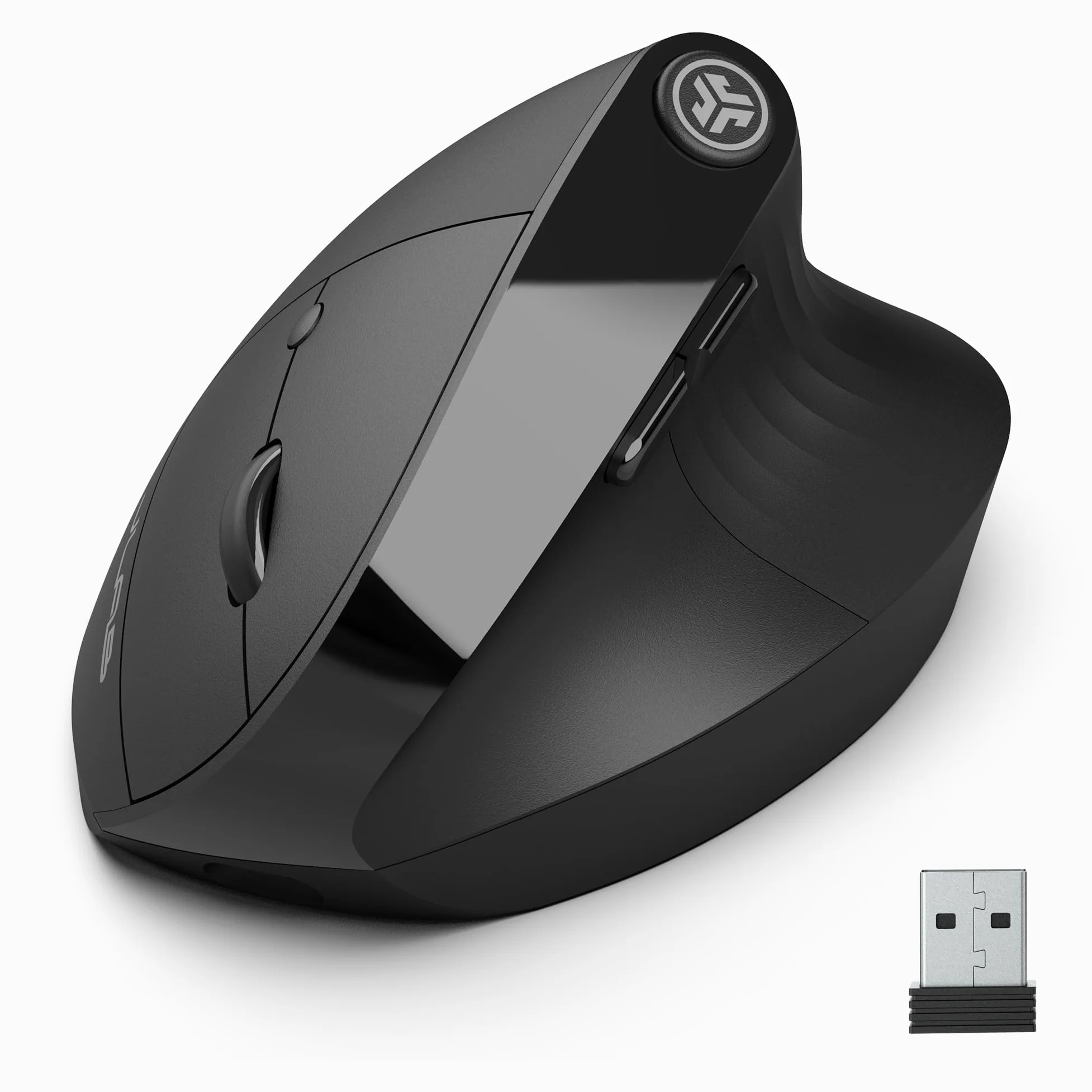 JLab JBuds Ergo Mouse Wireless Ricaricabile Silent - Ergonomico | Collegati Tramite Ricevitore Bluetooth o USB, Multidispositivo, per Computer Portatile, Desktop PC, Tablet, Windows/Mac