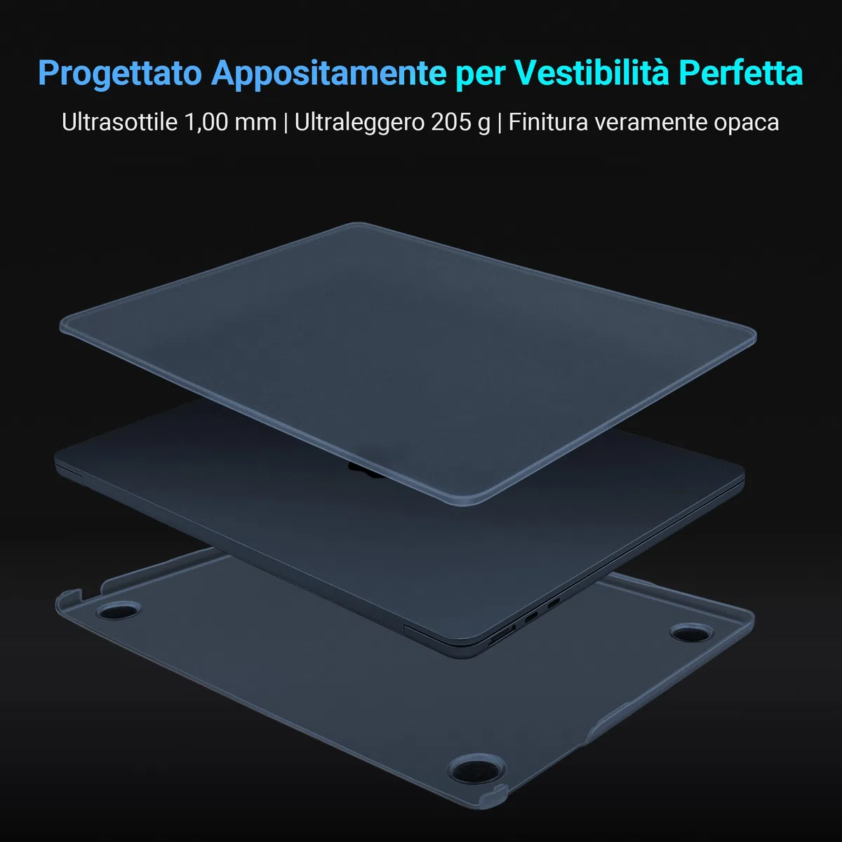TECOOL Premium Cover Ultrasottile per MacBook Air 13,6 Pollici M5 M4 M3 M2 2022-2026 A3449 A3240 A3113 A2681, Custodia Rigida e Copritastiera UE in TPU, mezzanotte blu satinato