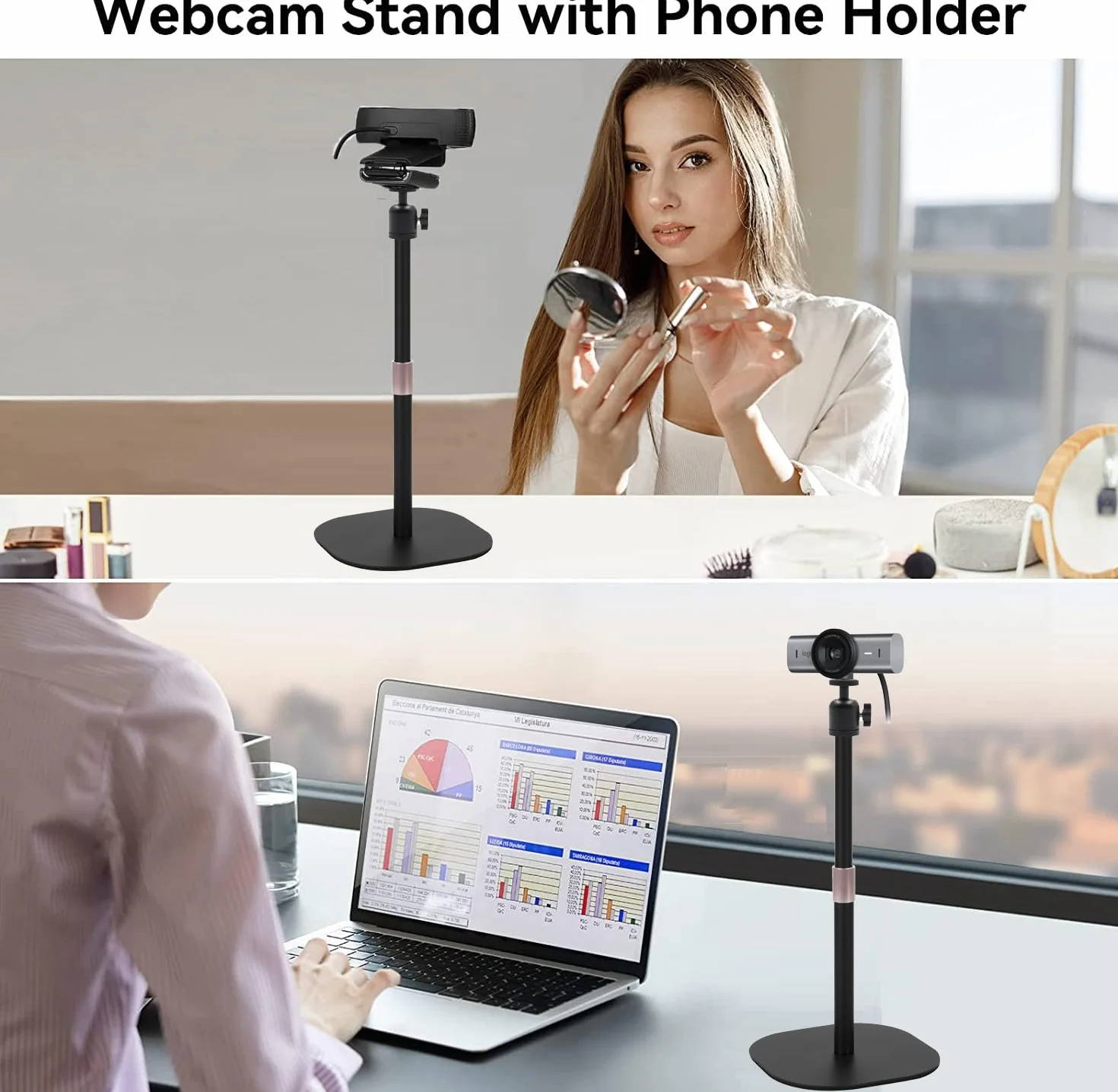 Supporto per webcam robusto, supporto treppiede per webcam da tavolo compatibile con webcam Logitech MX Brio 4K, Brio 4K, Brio 500